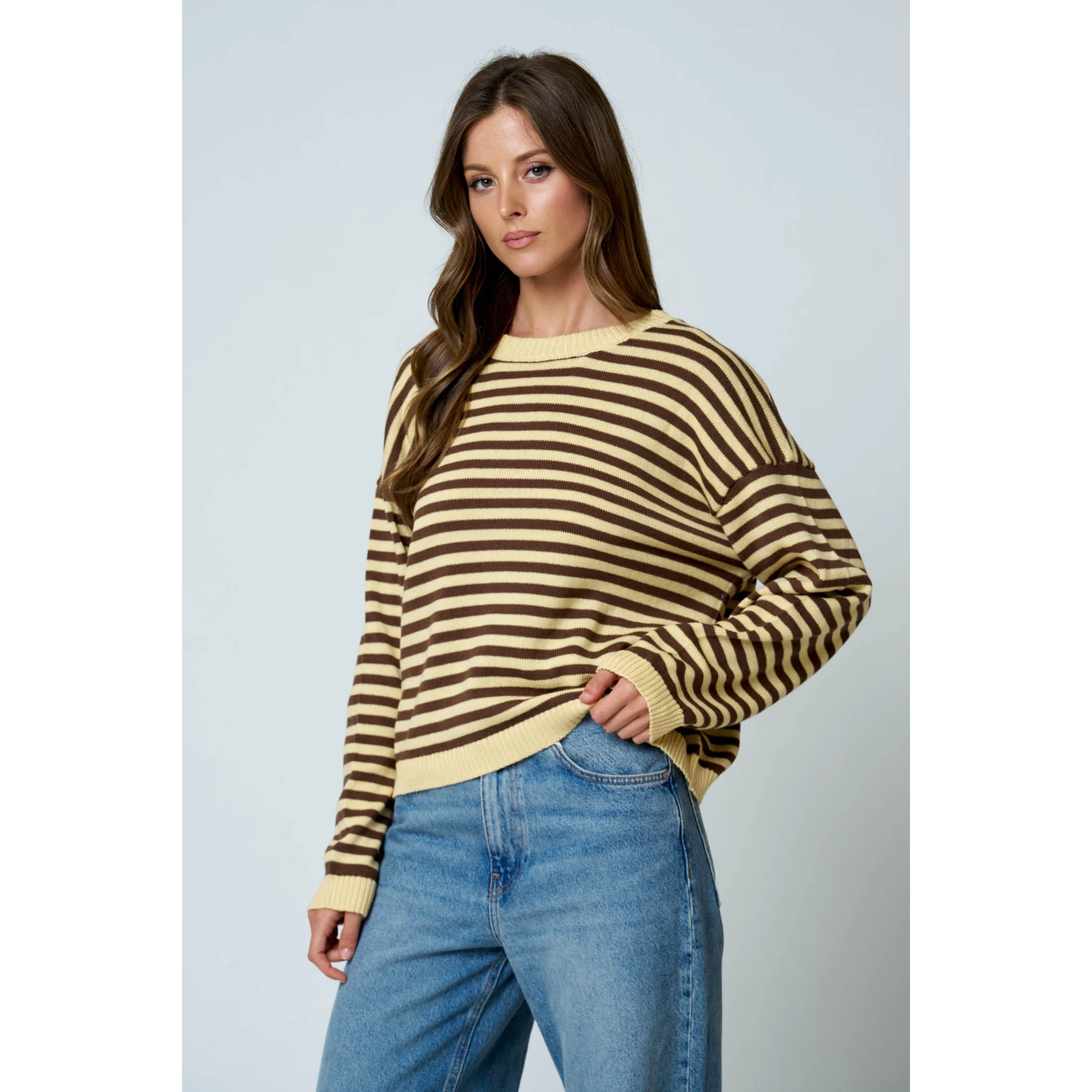 Stripe Back Button Detail Sweater