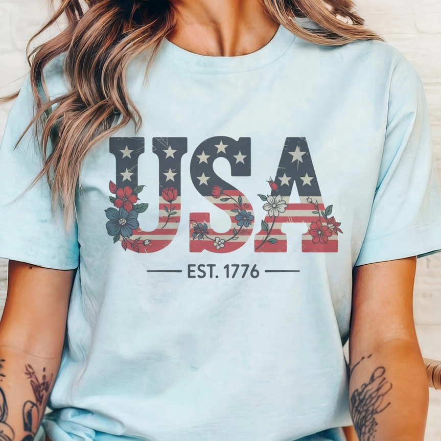 USA floral t-shirt