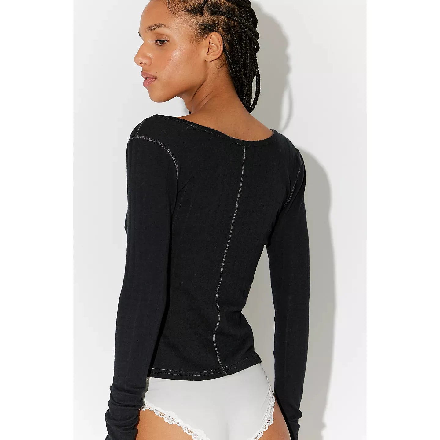 Free People End Game Pointelle || Black