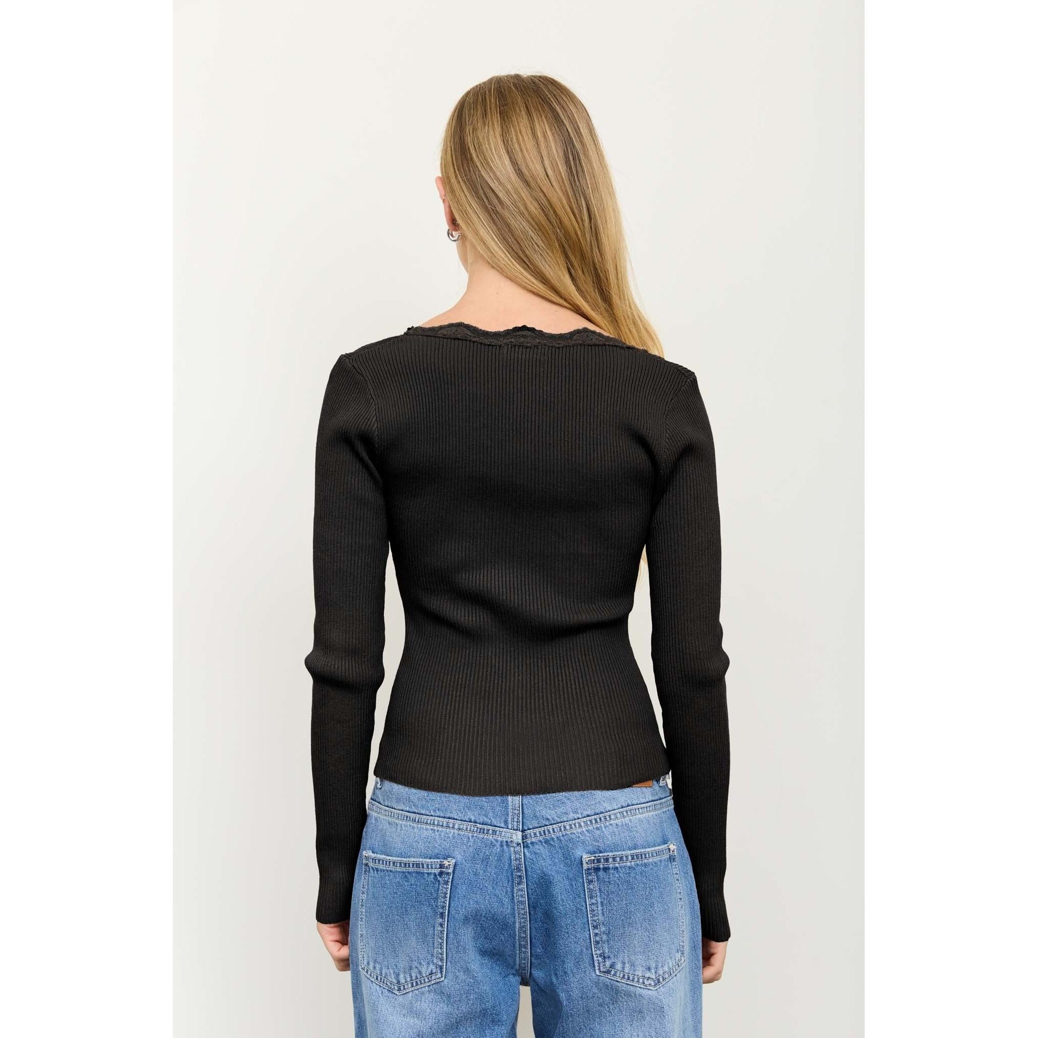 Square Neck Lace Trim Top