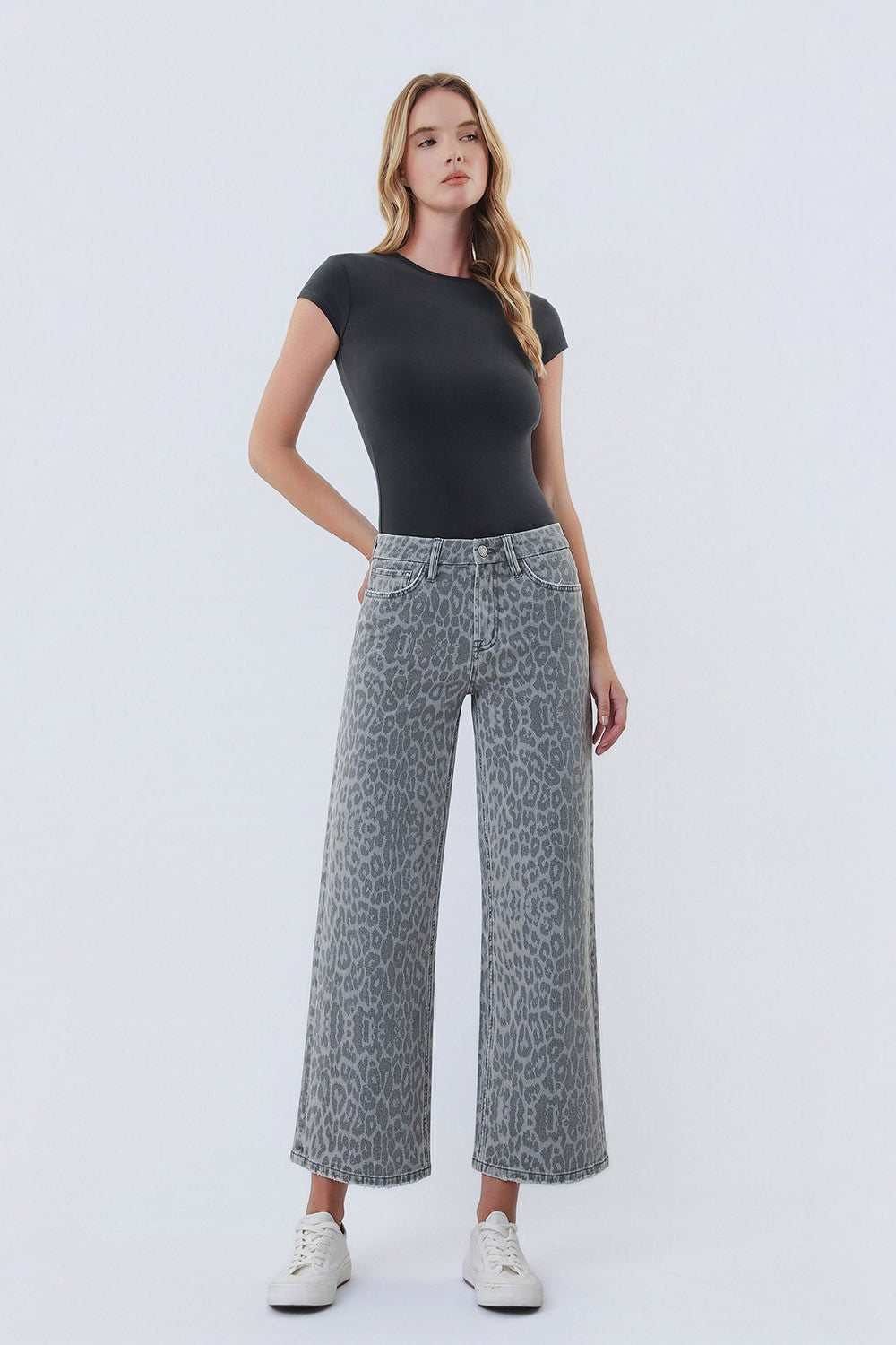 grey leopard print pants