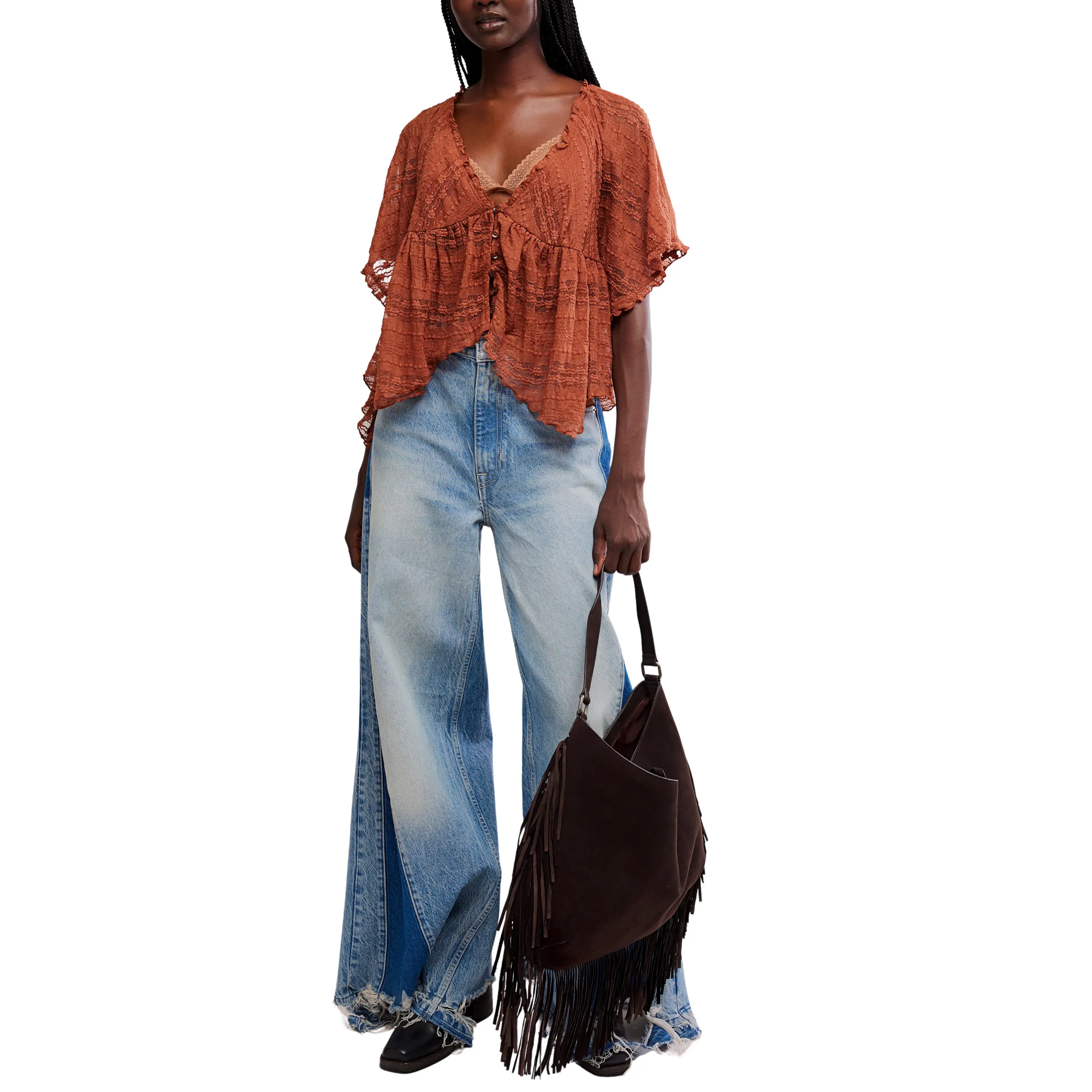 free people flowy lace top