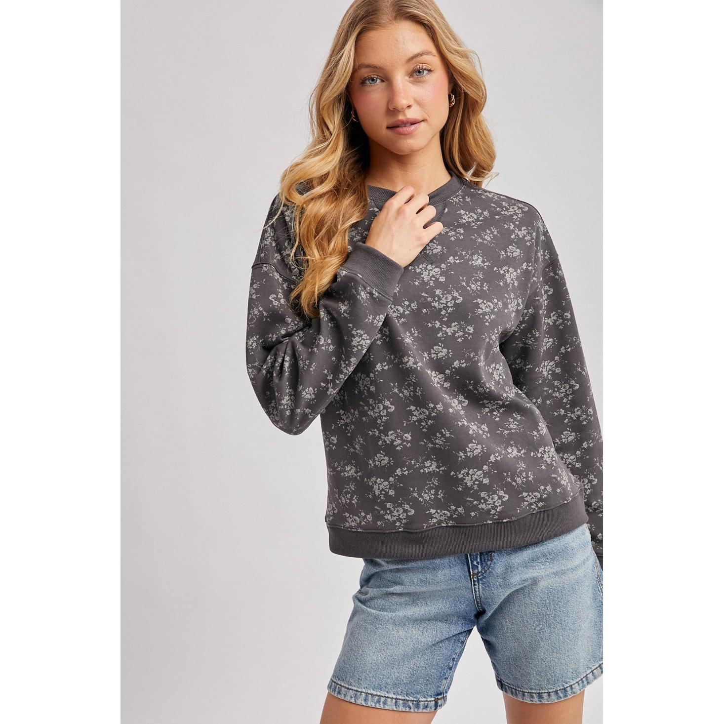 Vintage Ditsy Floral Sweatshirt || Ash