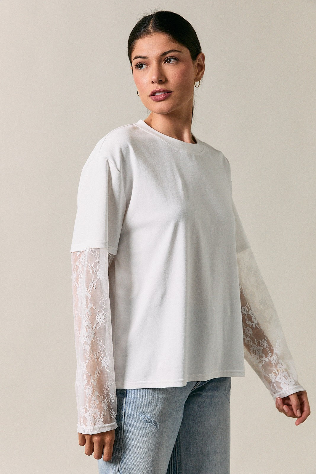 Long Lace Sleeve Tee