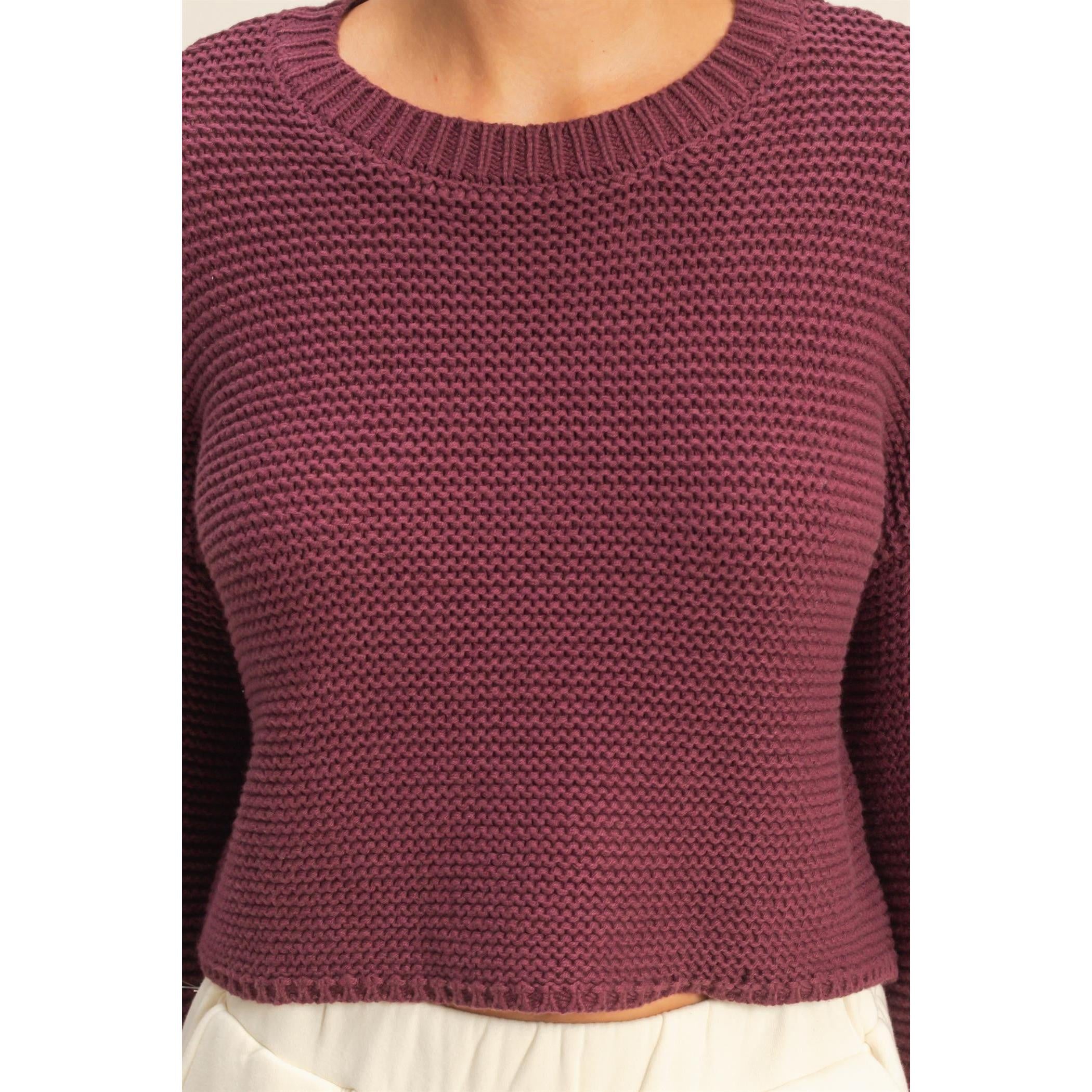 Drop Shoulder Sweater || Dark Cherry