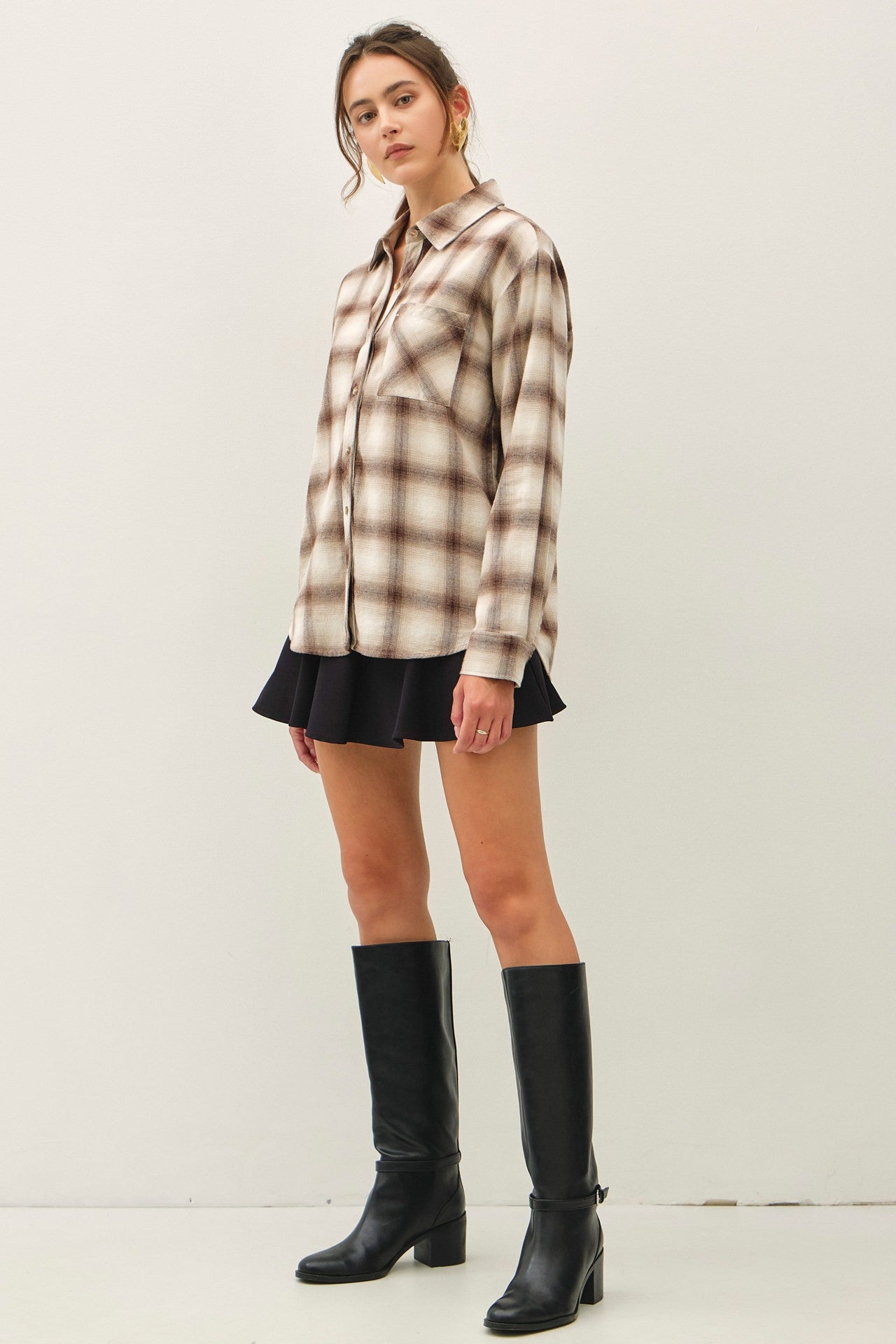 Vintage Wash Plaid Flannel || Brown