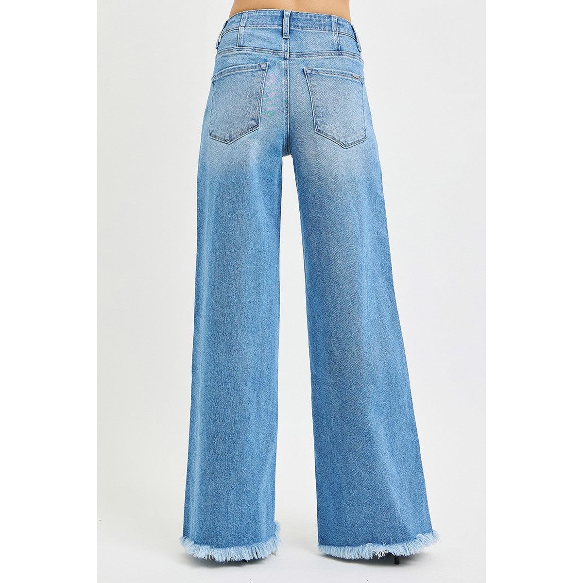 Risen High Rise Wide Leg Jeans || Light