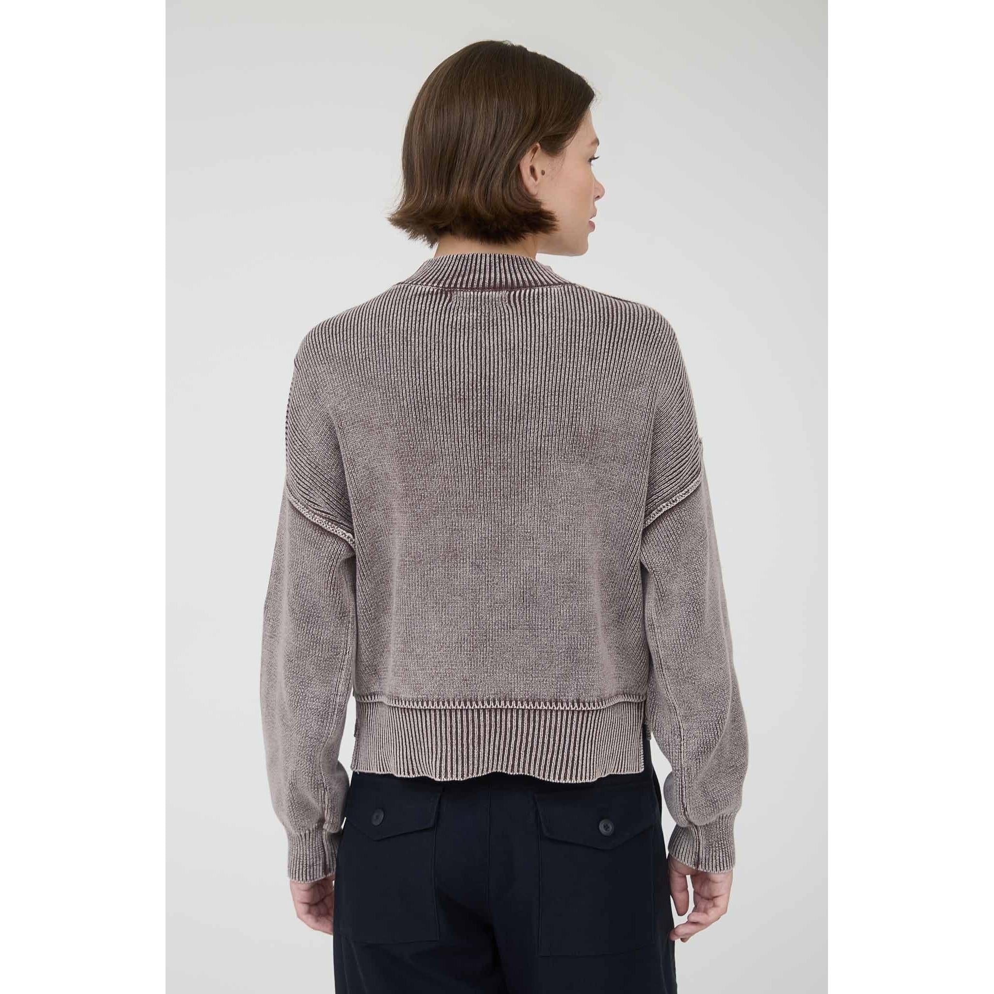 Mock Neck Knit Pullover  || Washed Burgundy
