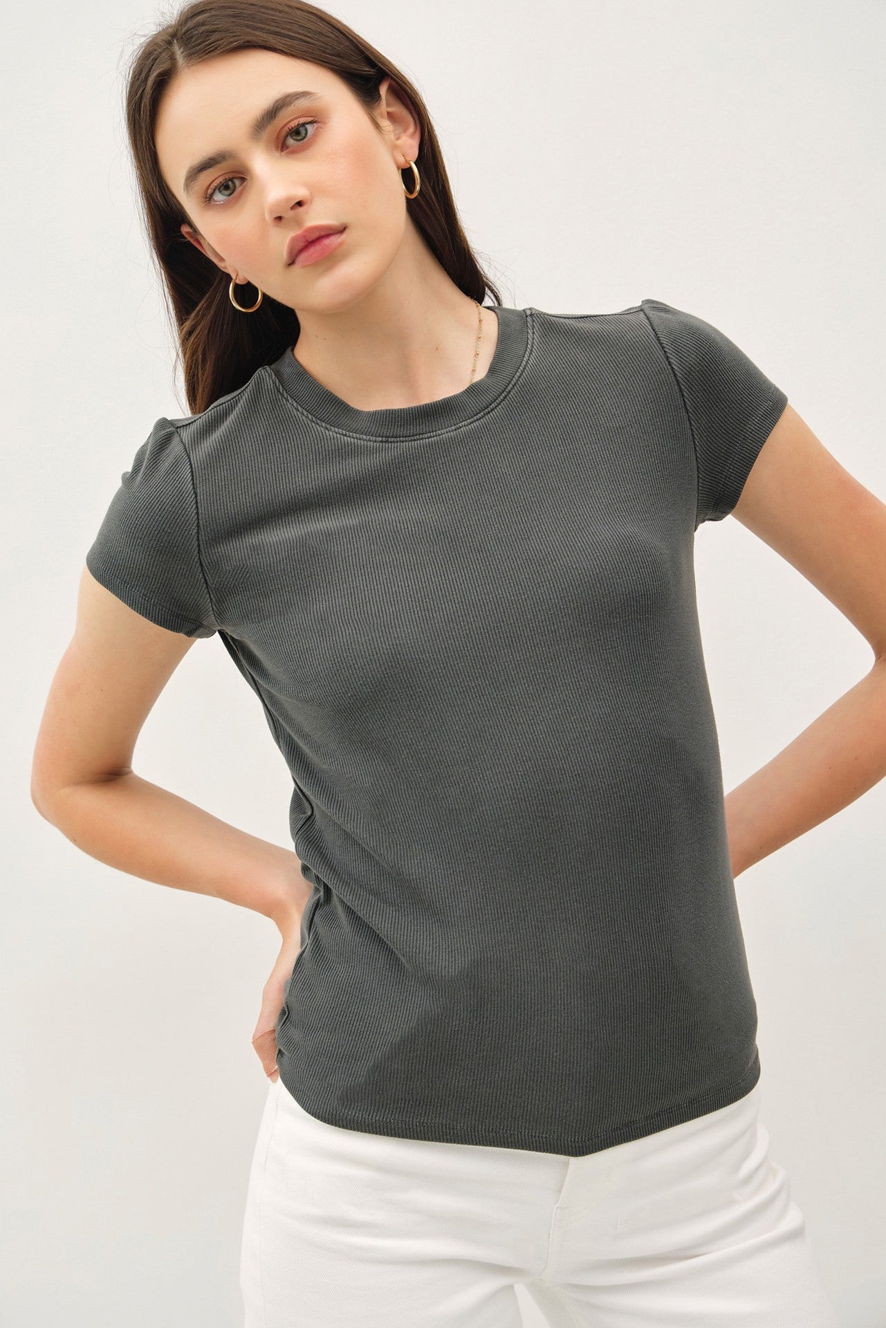 women's soft ribbed basic t-shirt