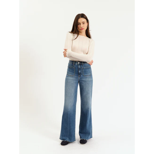 Daze patch pocket wide leg jean