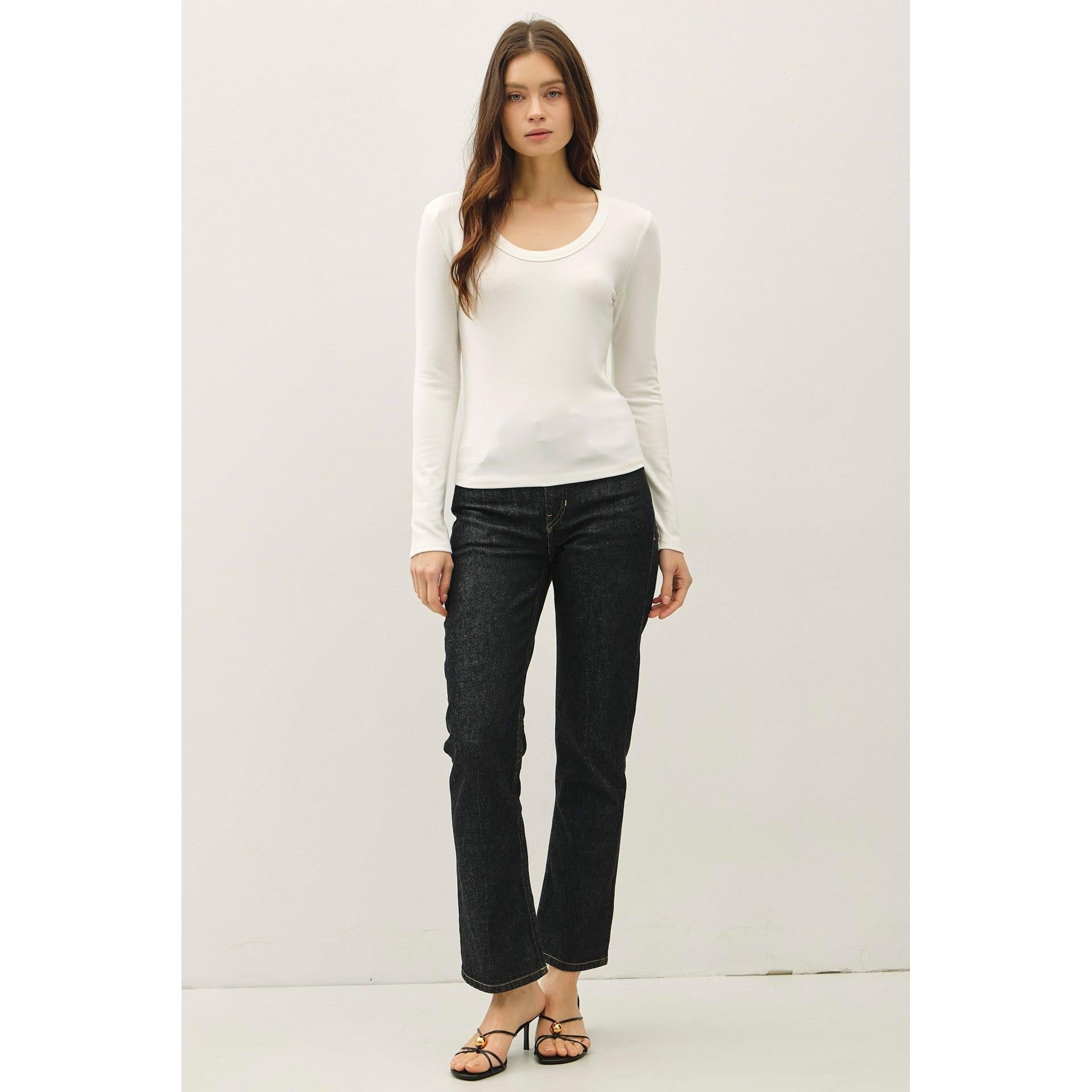 Soft Jersey U Neck Long Sleeve