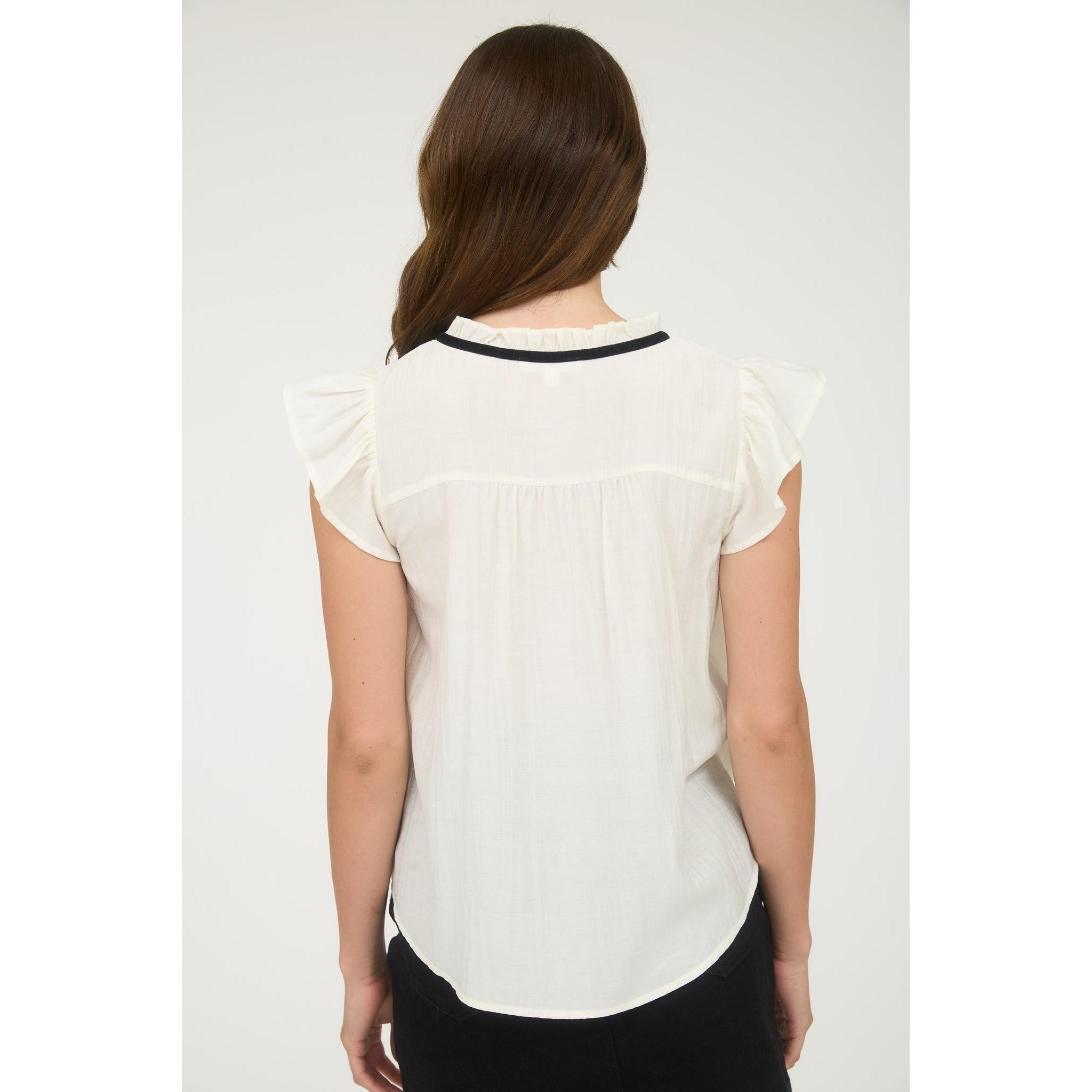 Front Tie Detail Blouse || Cream