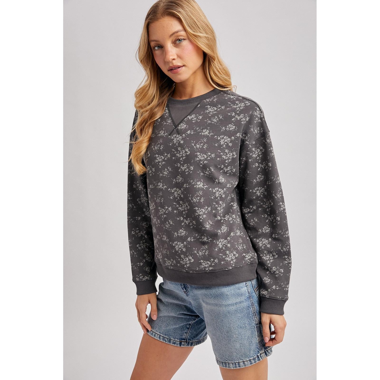 Vintage Ditsy Floral Sweatshirt || Ash