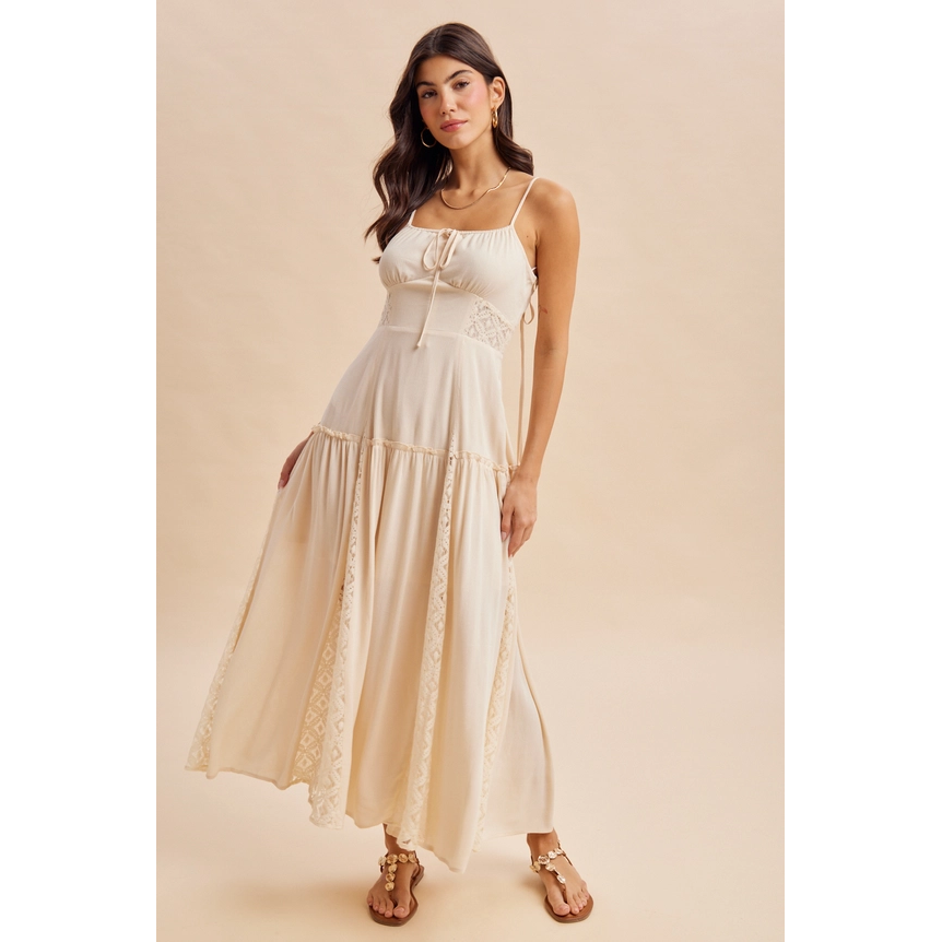flowy maxi dress with lace