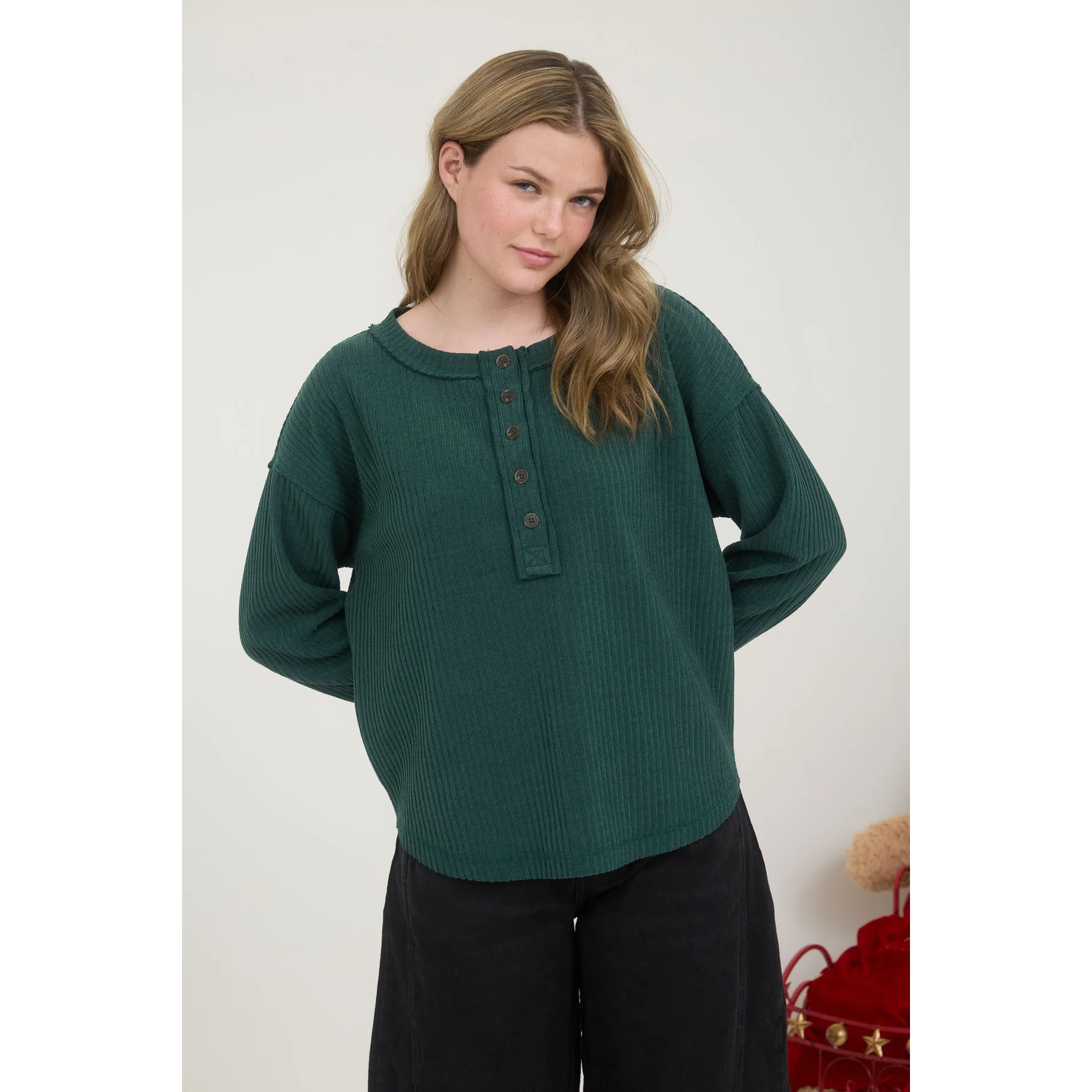 Long Sleeve Exposed Seam Henley