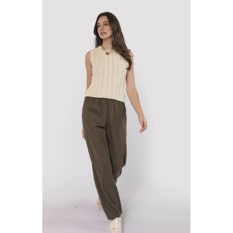 Elan Knit Sweater Vest || Cream