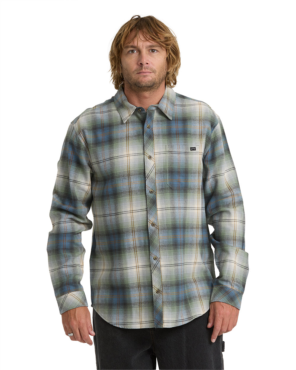 blue and green flannel