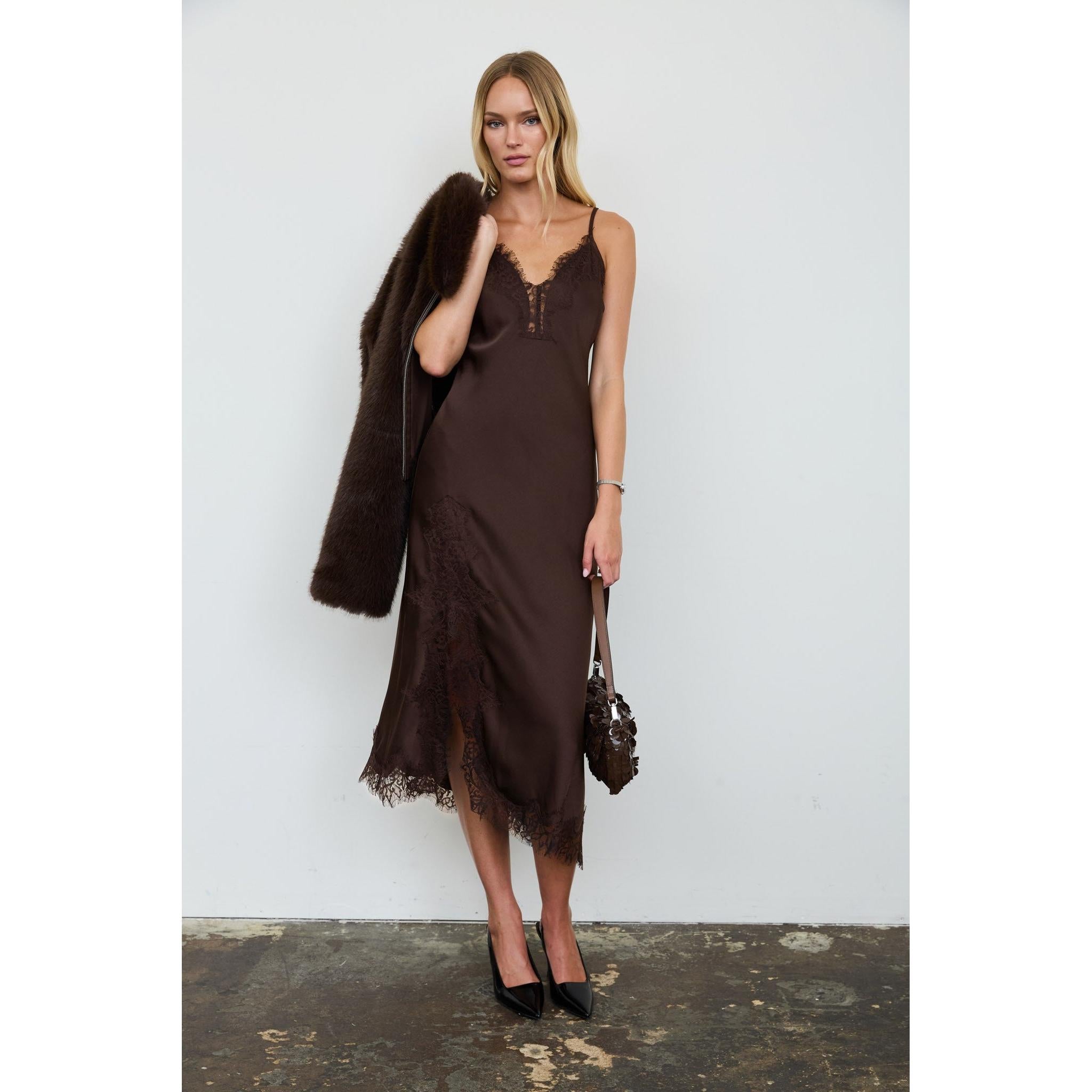 brown lace dress
