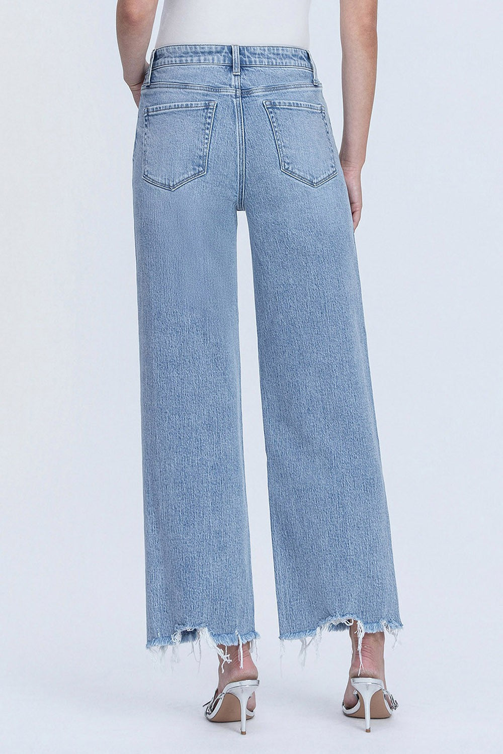 Vervet Mid Rise Frayed Hem Ankle Wide Leg Jeans || God-Given