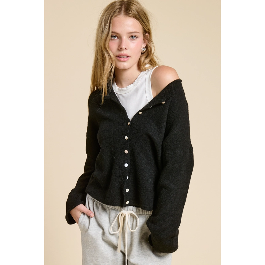 relaxed fit cardigan black