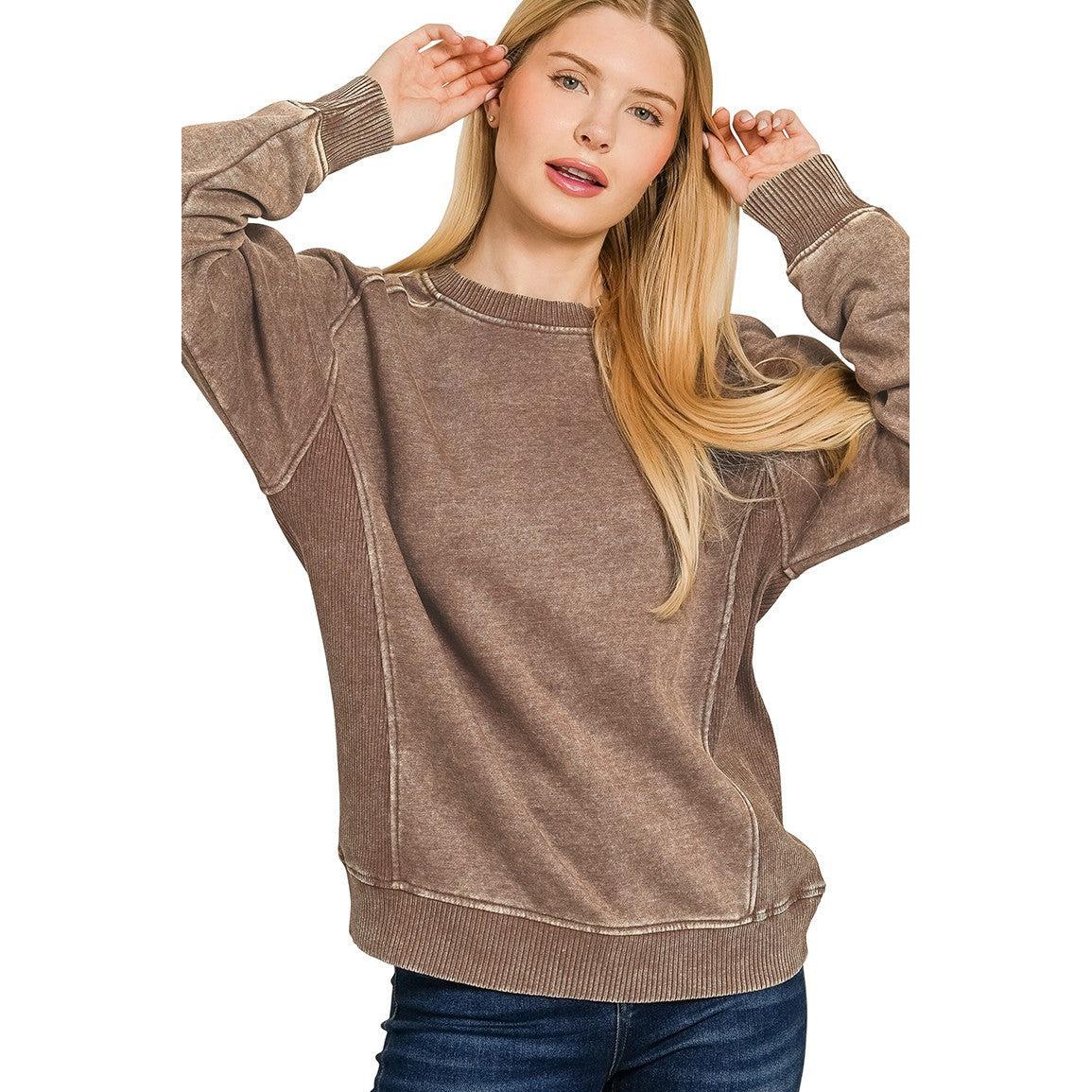 Acid Washed Fleece Sweatshirt