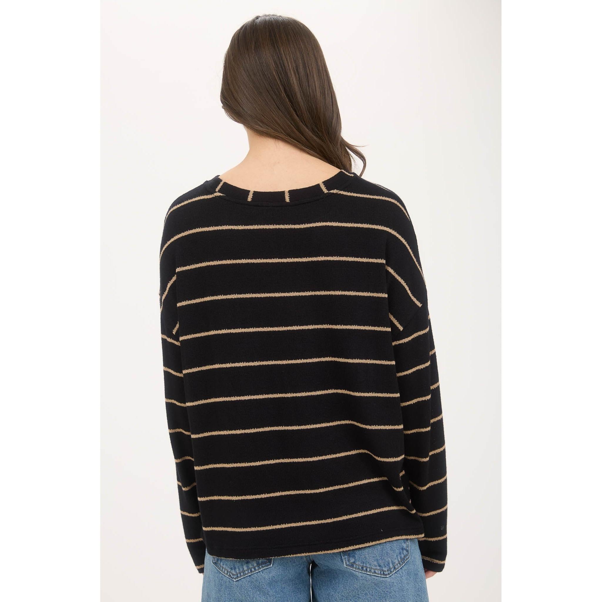 Drop Shoulder Knit Top || Black