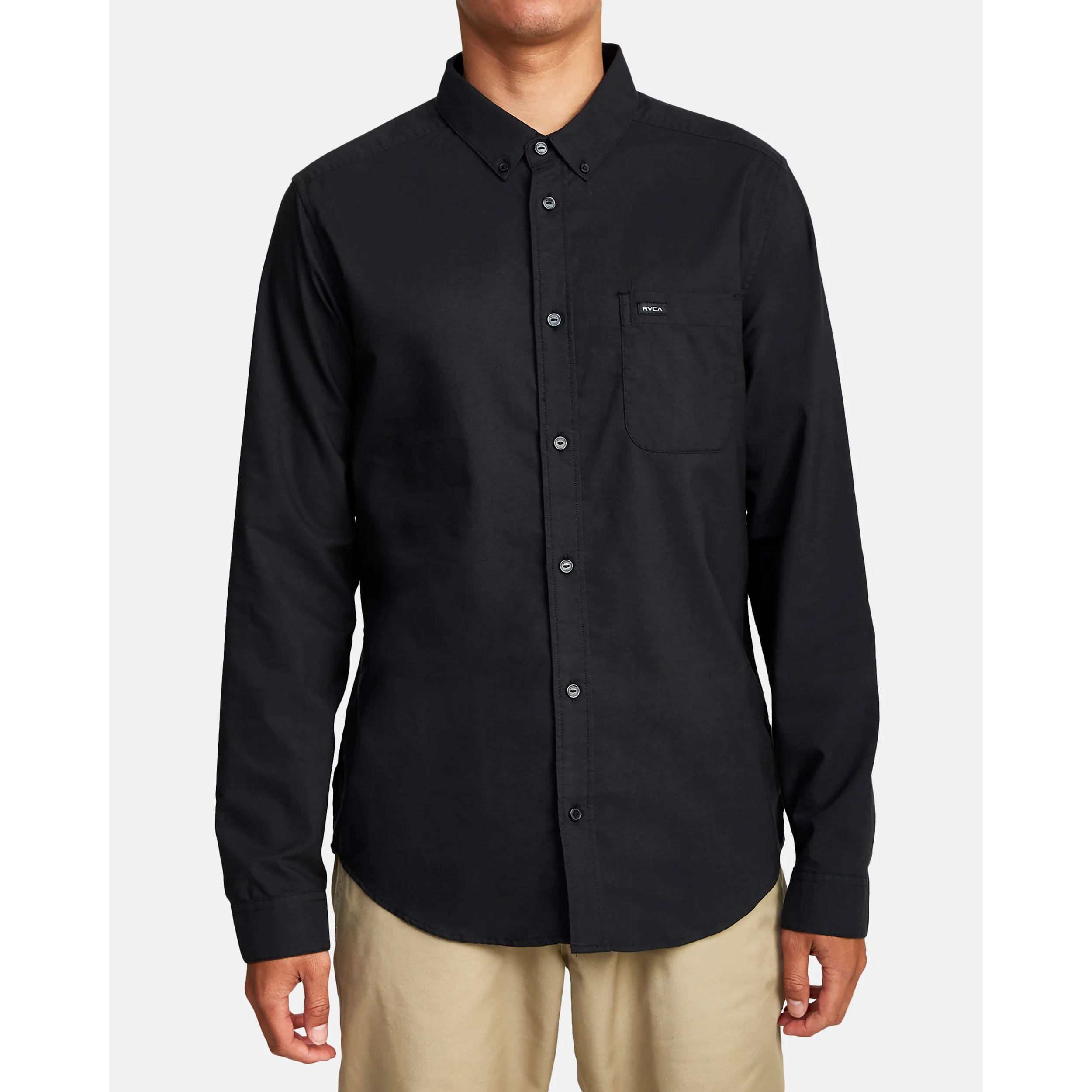 Black RVCA That'll Do Stretch Woven Long Sleeve Shirt