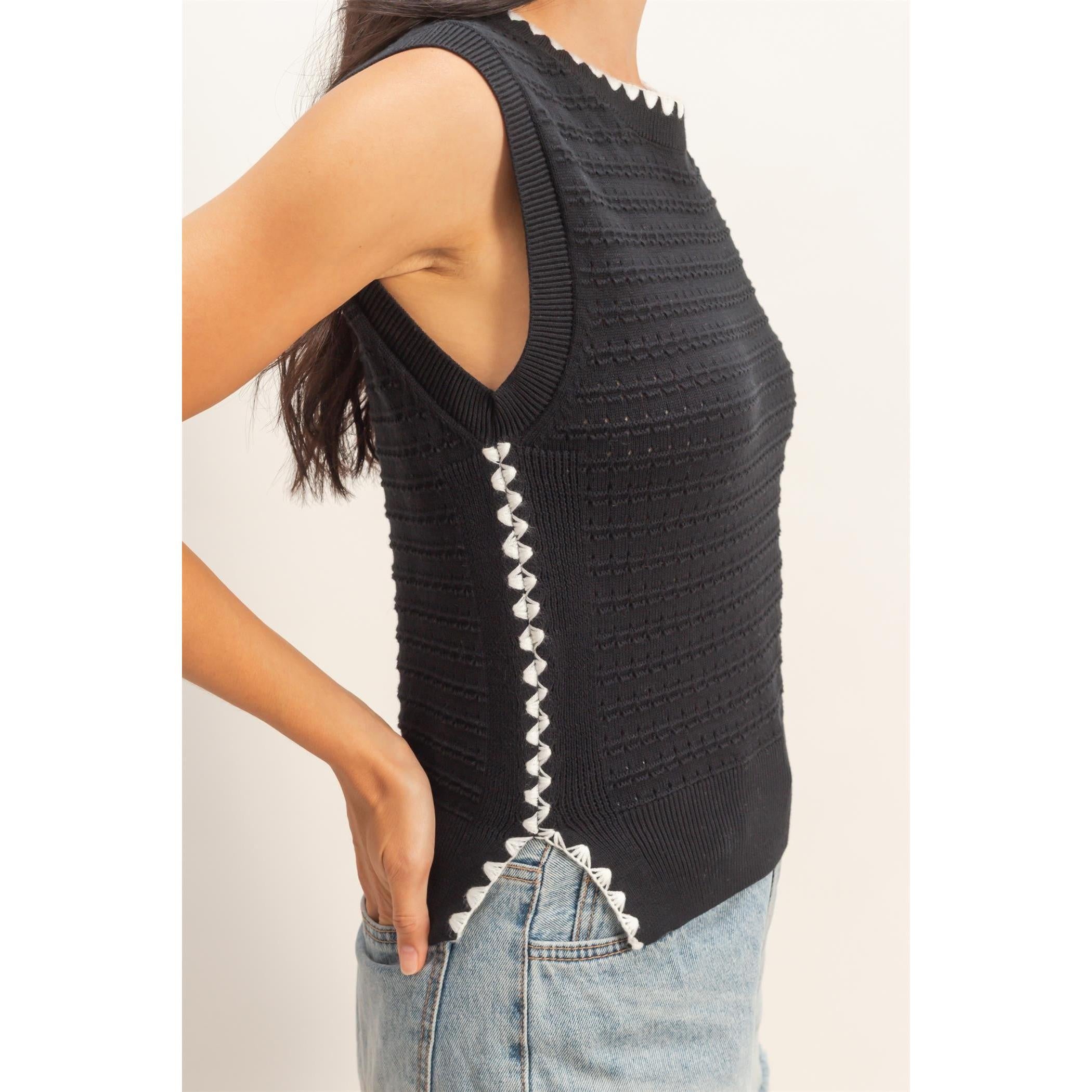 Sleeveless Knit Top || Black