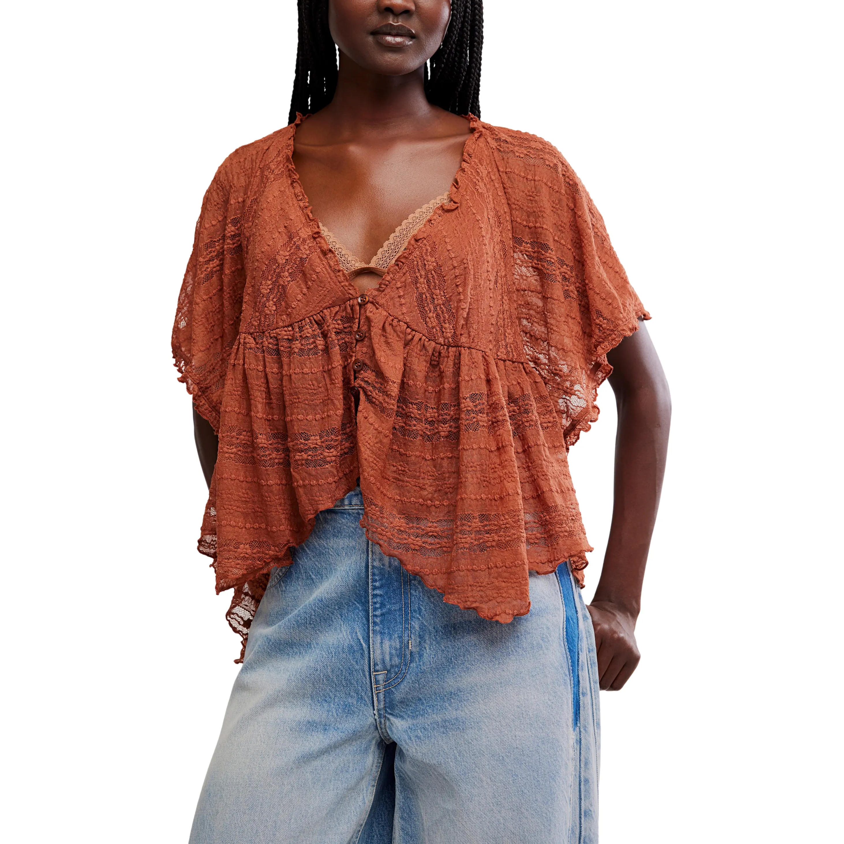 Free People In Your Dreams Lace Top || Cocoa