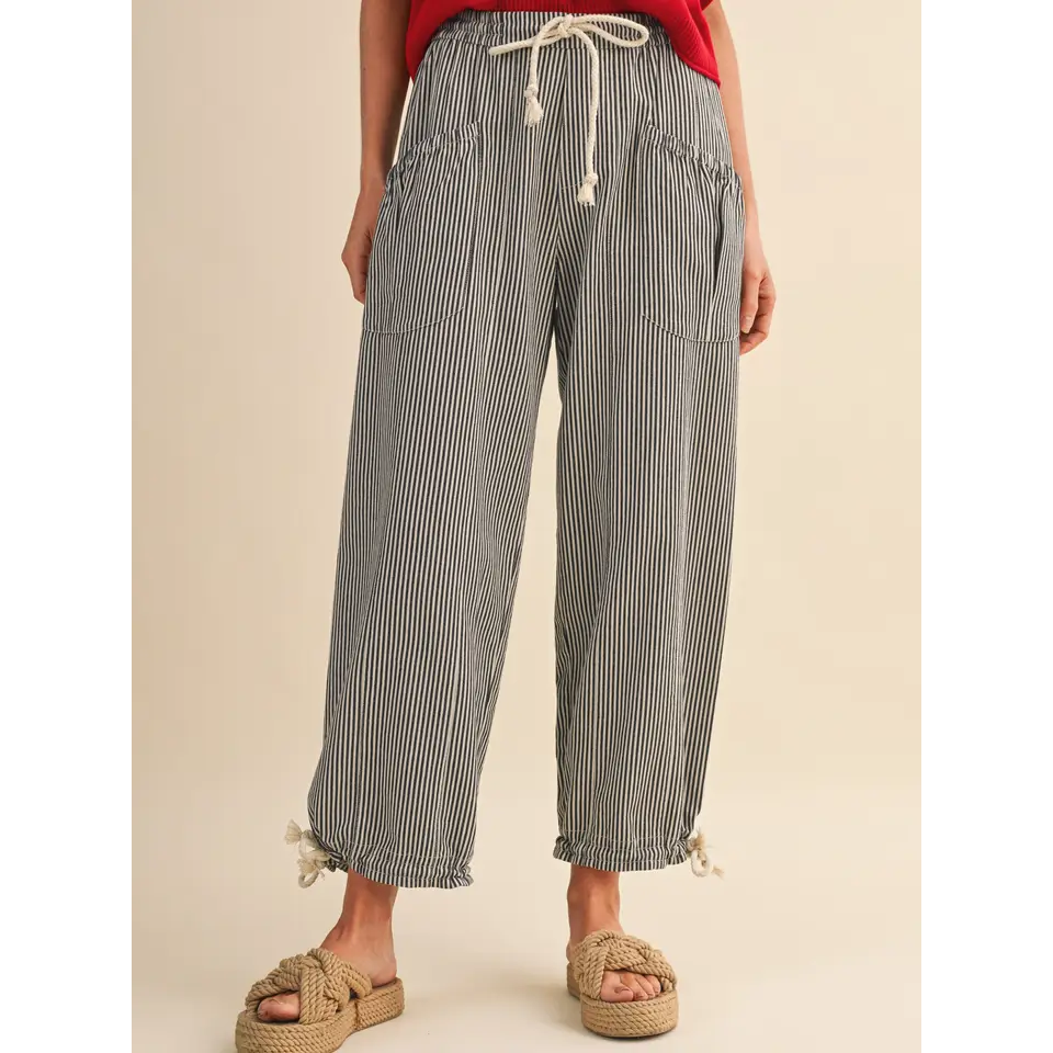 Striped Parachute Pants || Black Stripe