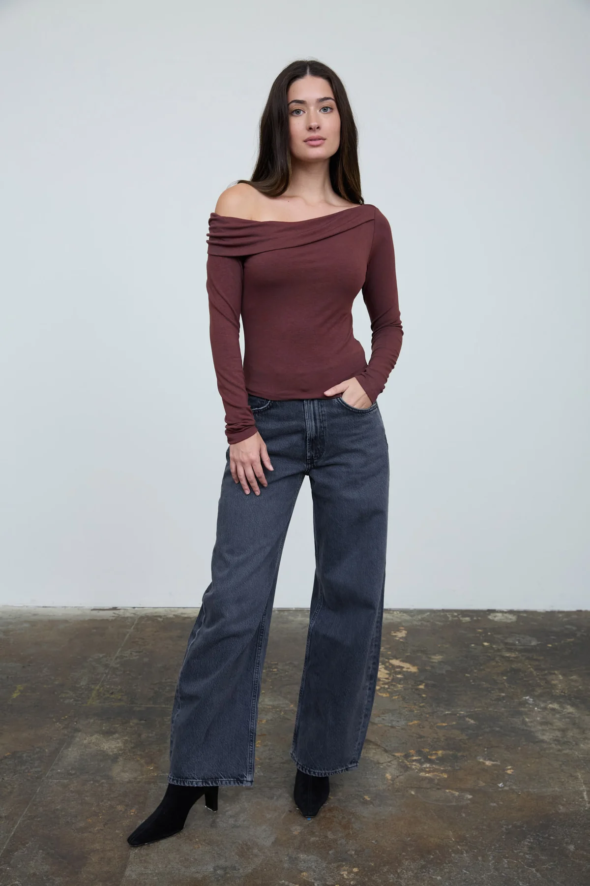 fold-over long sleeve top