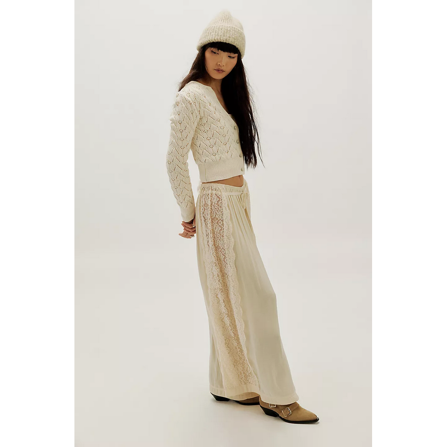 Free People Pretty In Pointelle Cardi || Ivory