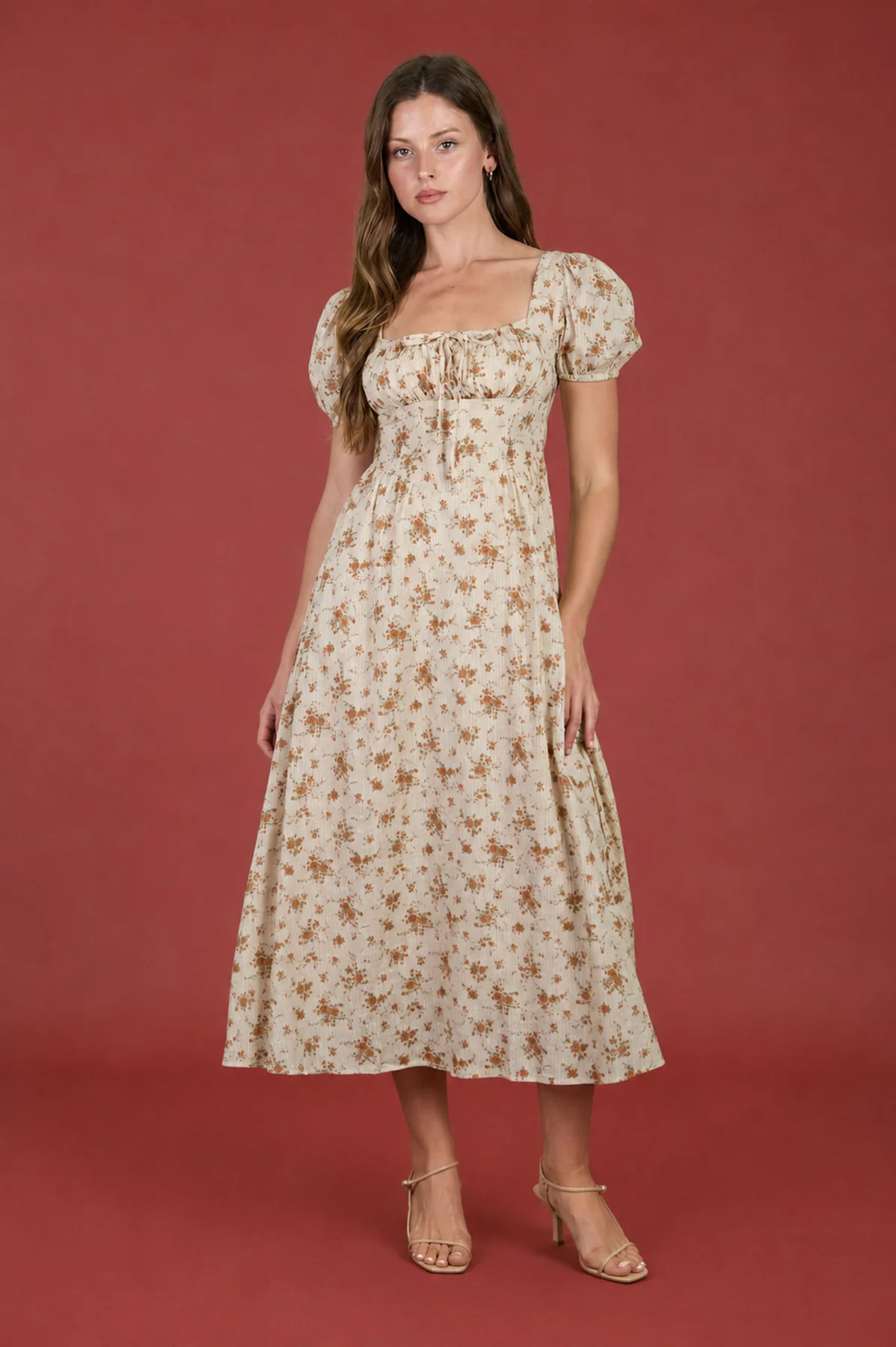 floral corset dress with sleeves