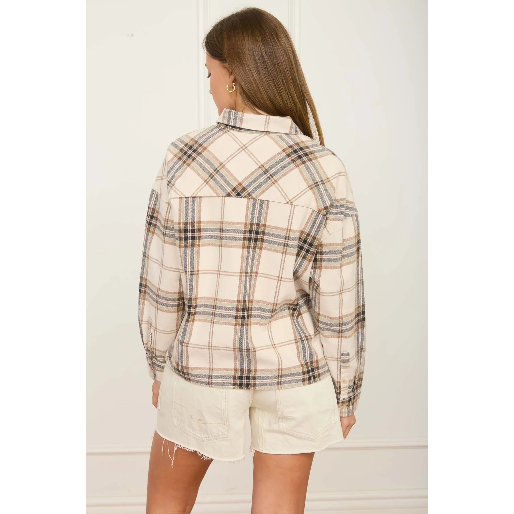 Plaid Boxy Flannel || Khaki Multi