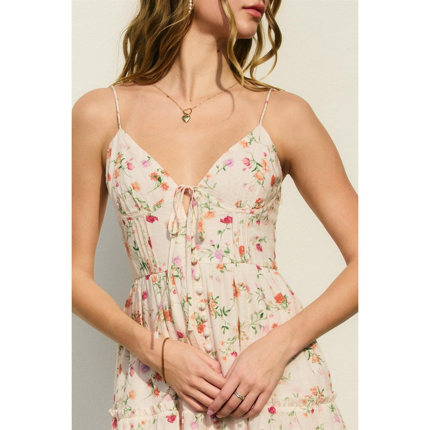 Floral Corset Tiered Mini Dress || Poppy Rose