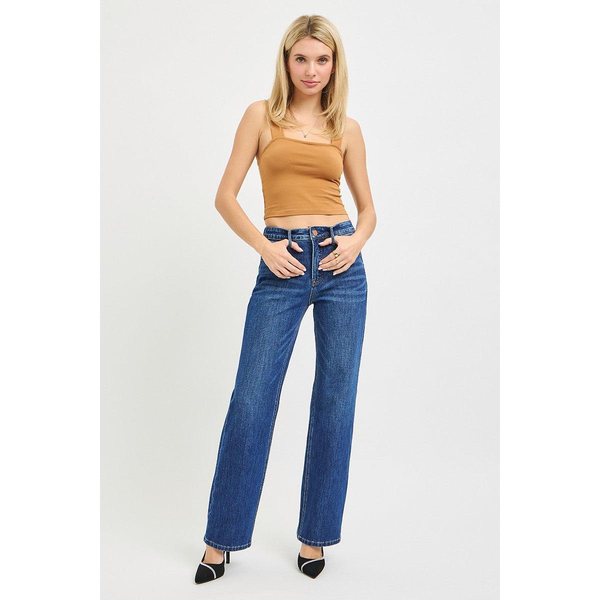 Risen straight leg jeans tummy control