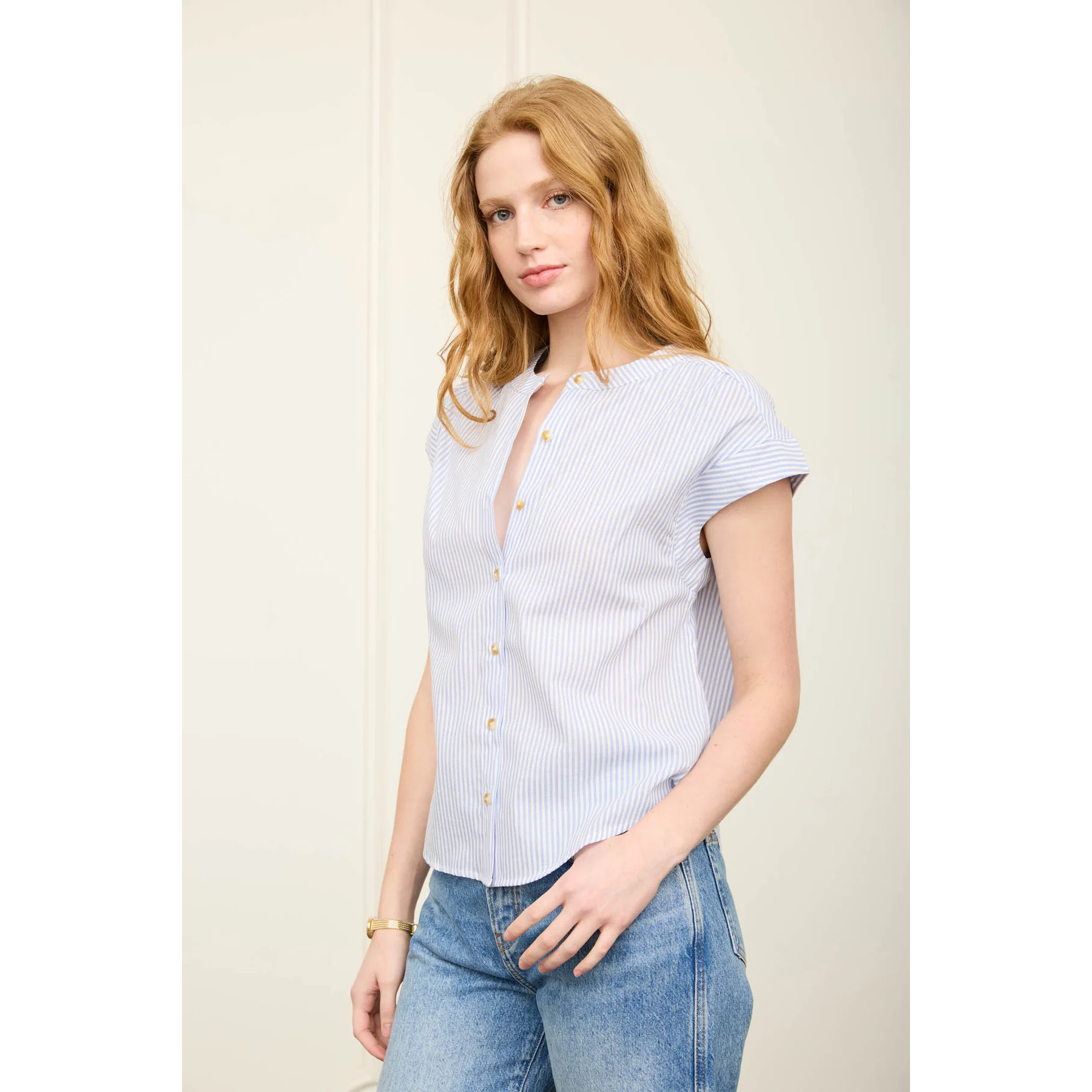 button up stripe top