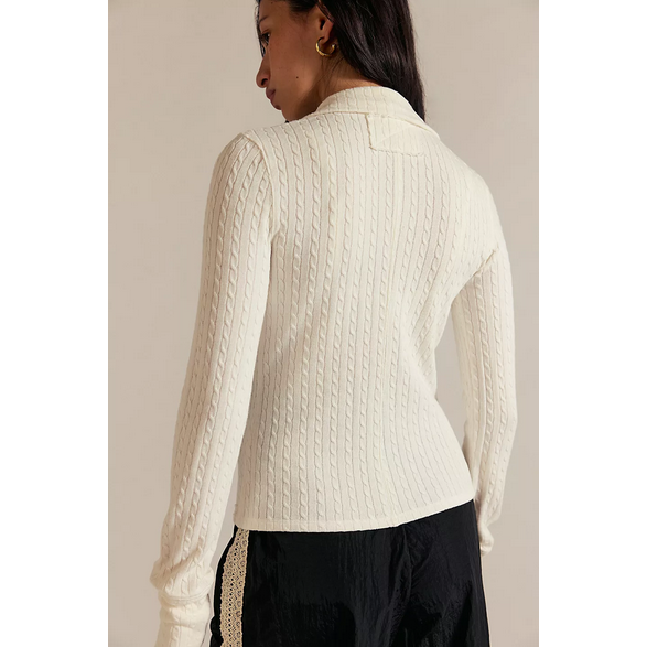 Free People Brunch Girl Zip-Up || Clean Ivory