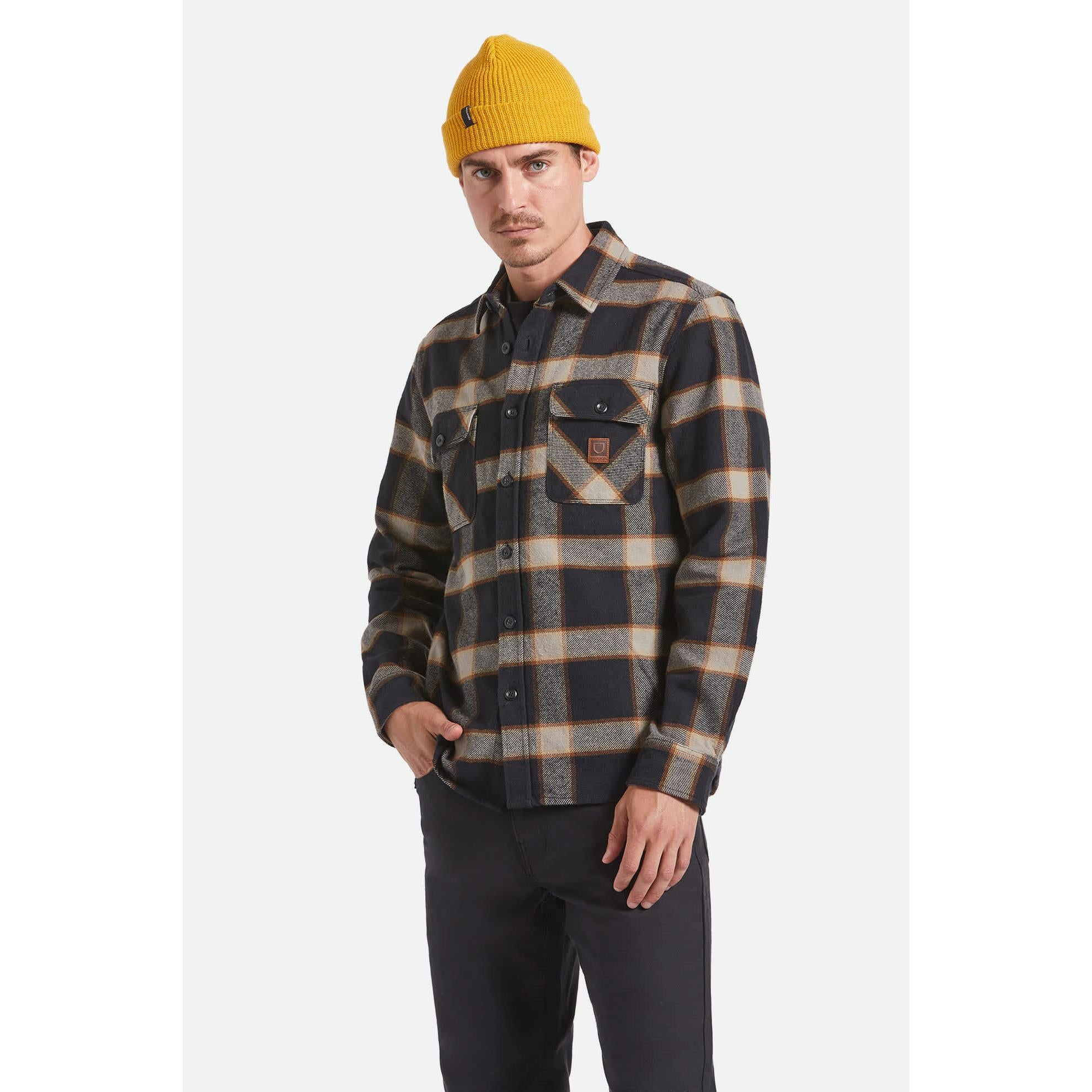 Brixton heavy weight flannel in black and cream
