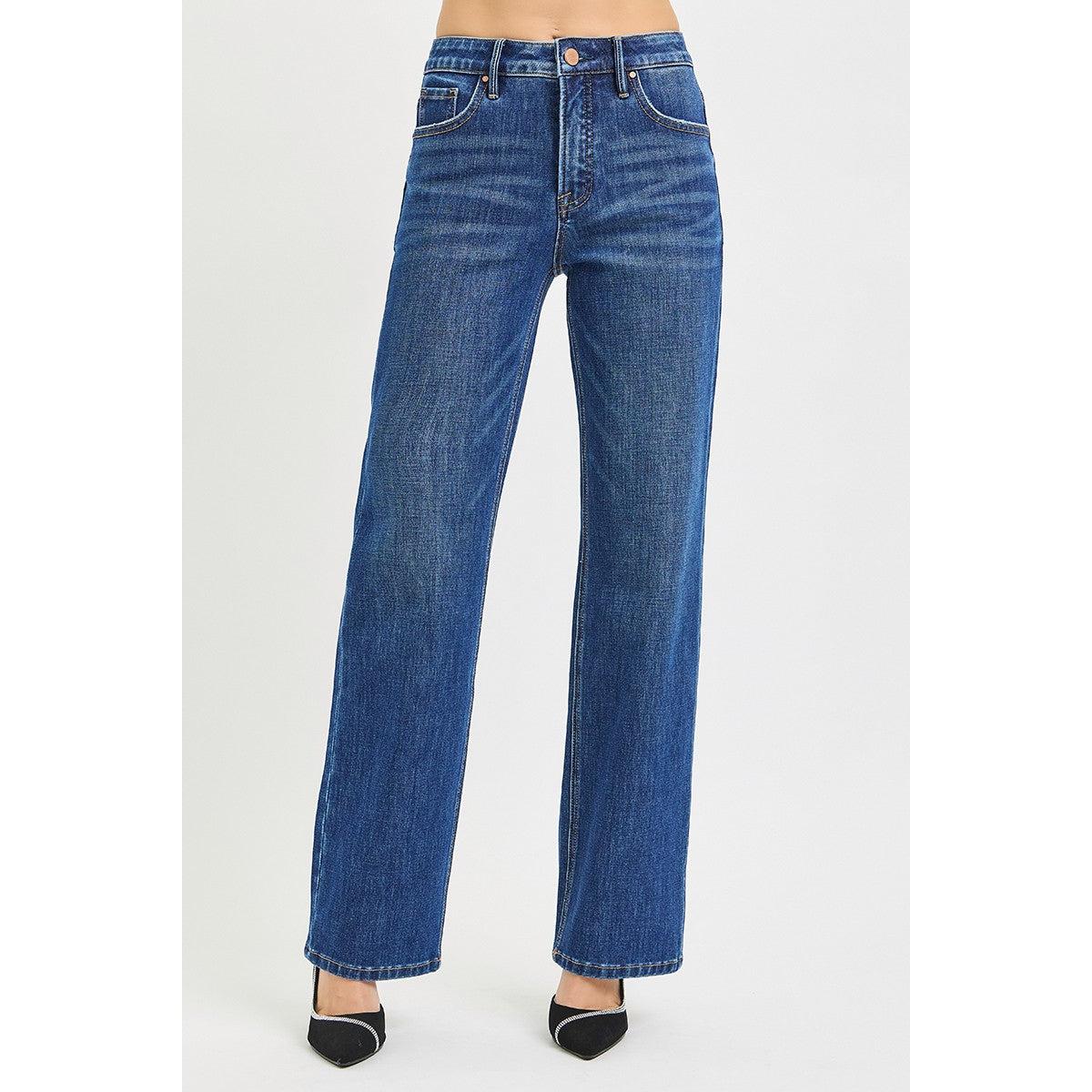 Risen straight leg jeans tummy control
