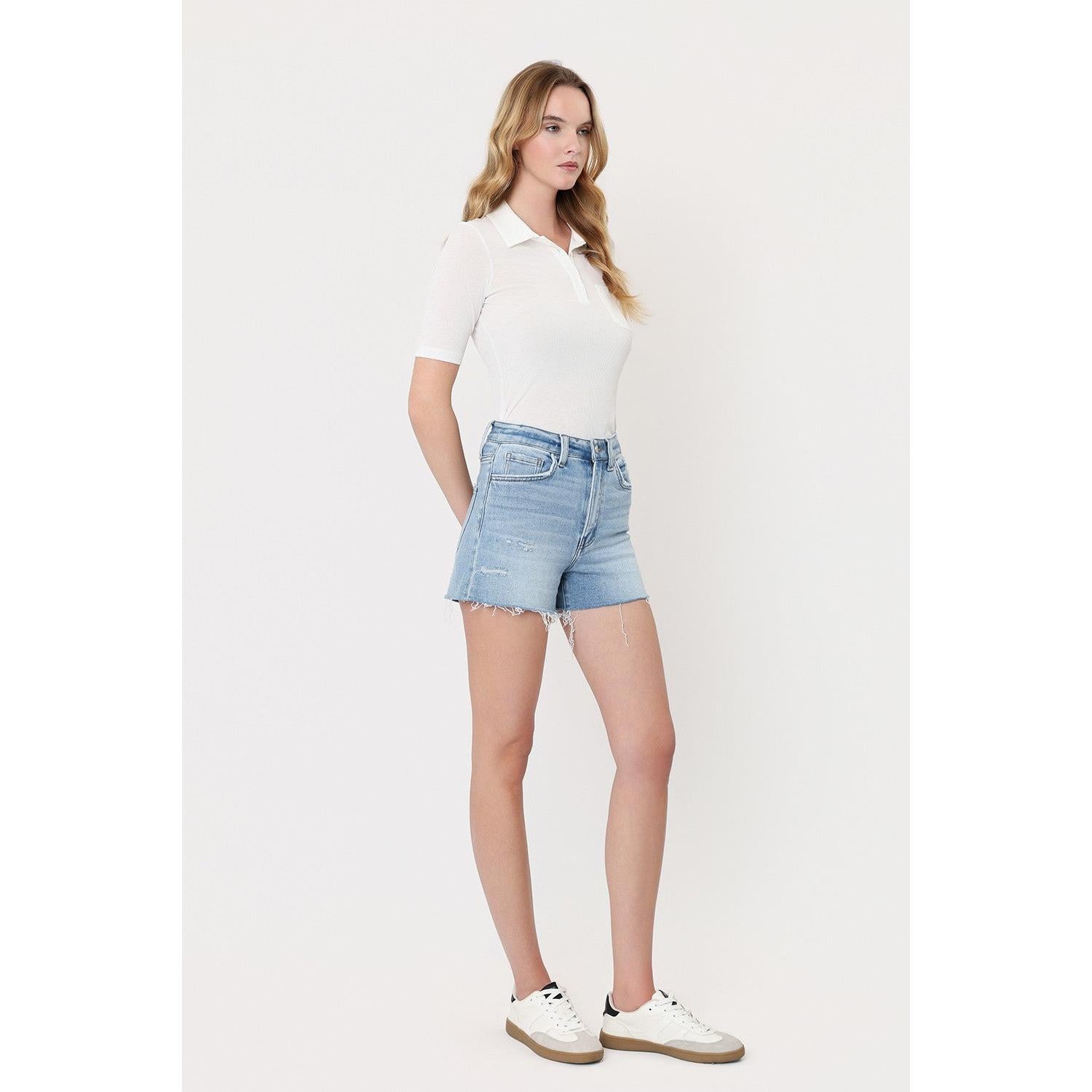 Lovervet High Rise Distressed A Line Shorts || Righteous