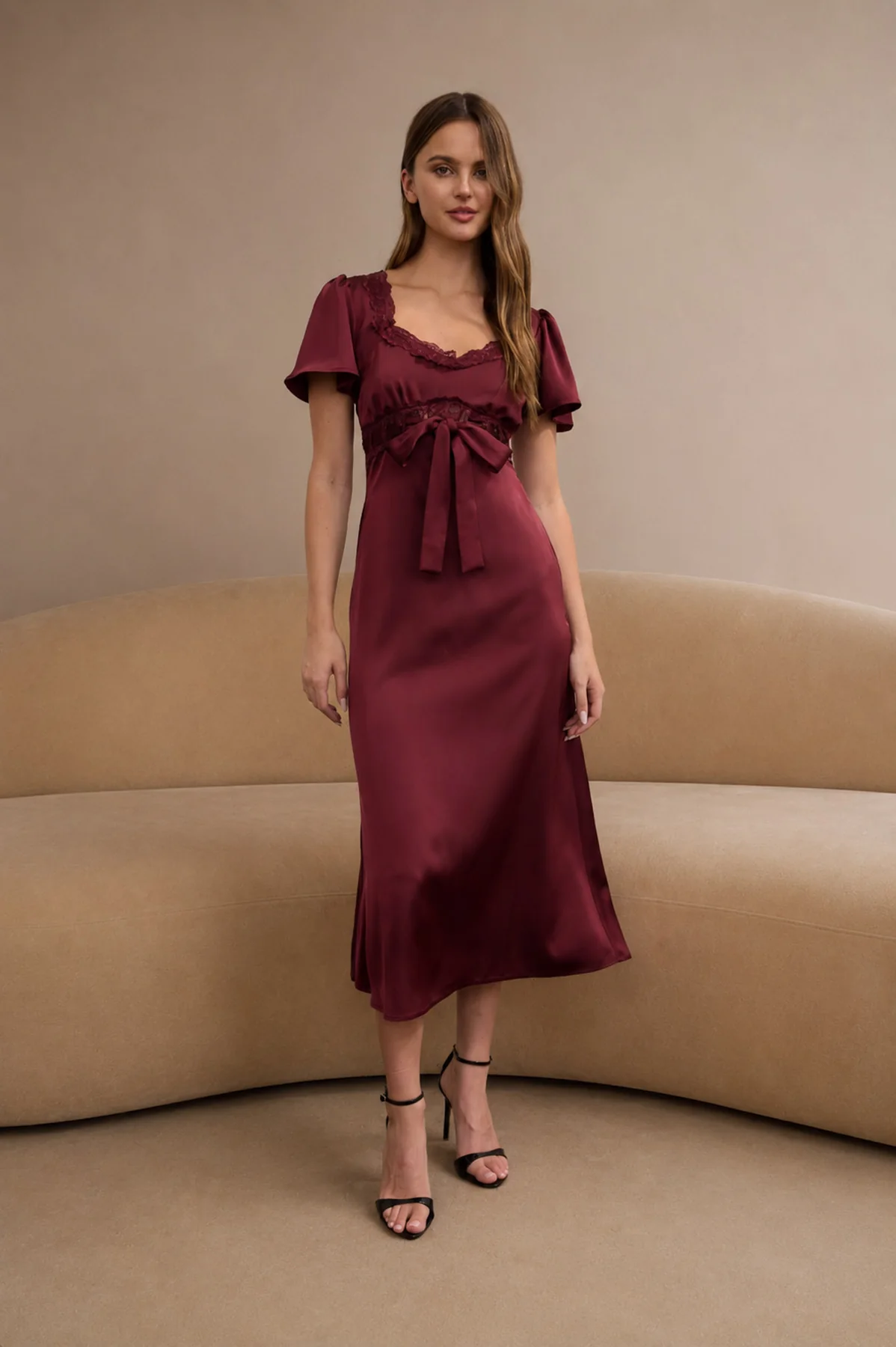Satin v-neck dress