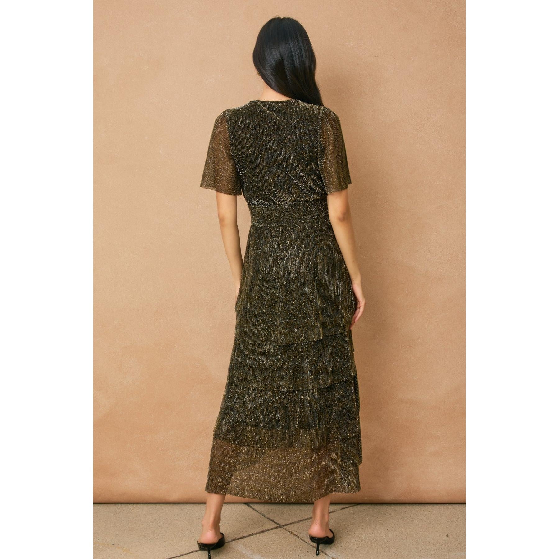 Sparkle Tiered Maxi Dress || Black