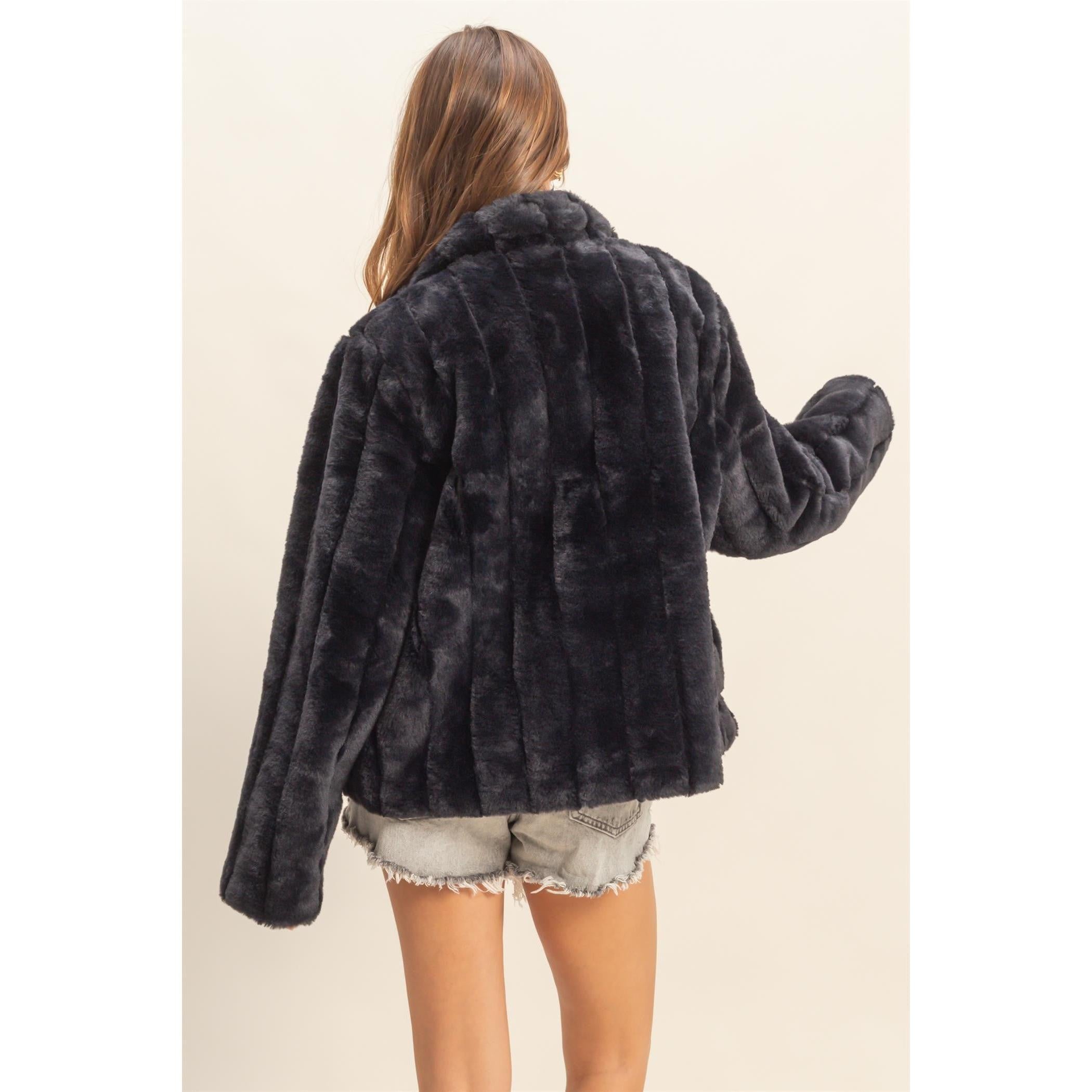 Faux Fur Jacket || Black
