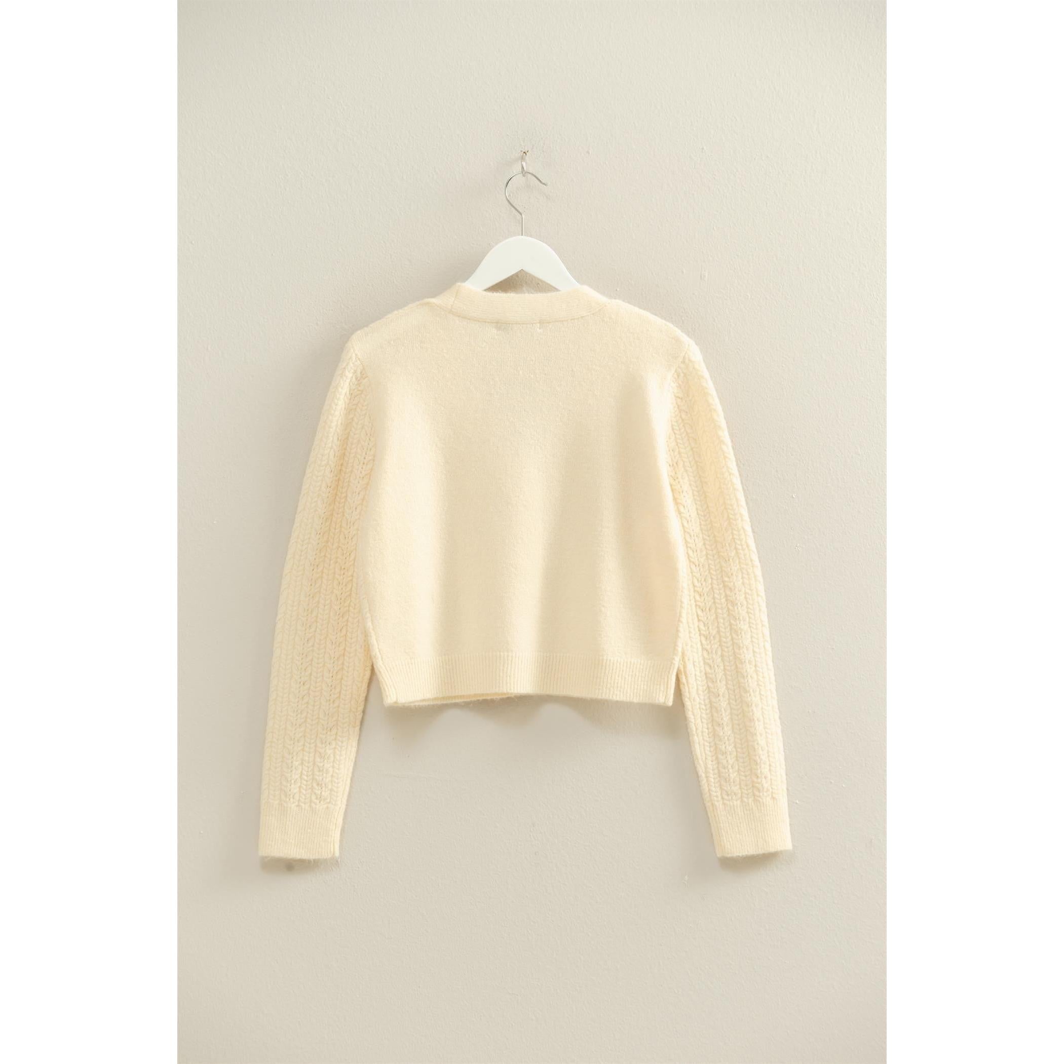 Cable Knit Button-Up Sweater || Oatmeal