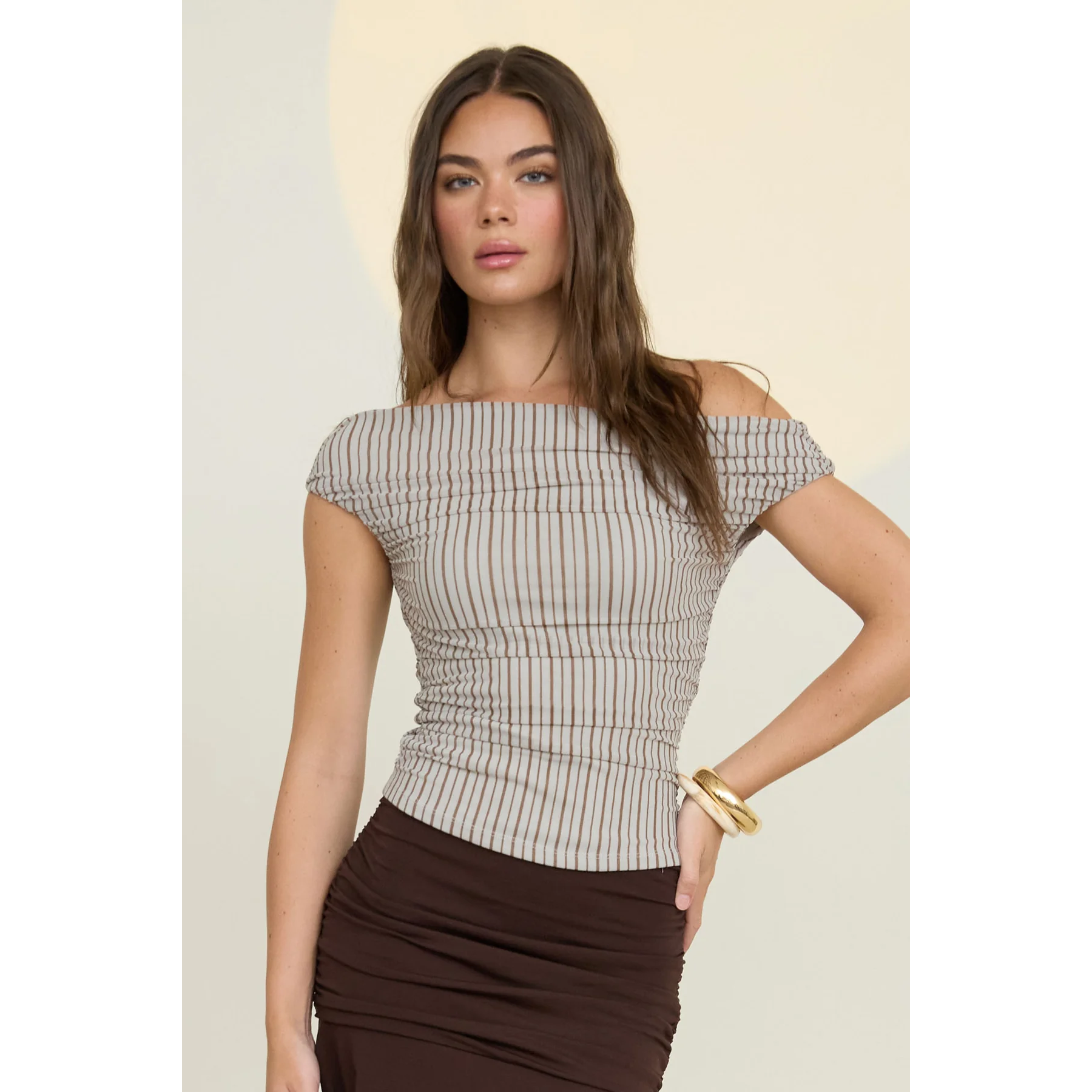 stripe off the shoulder top
