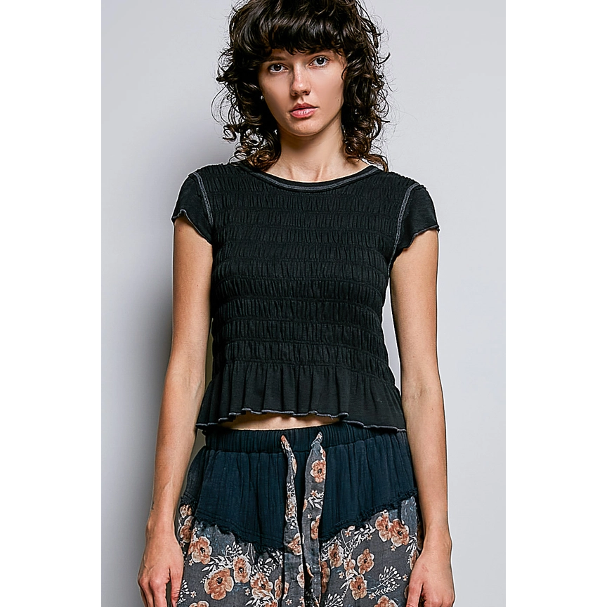 POL smocked ruffle top