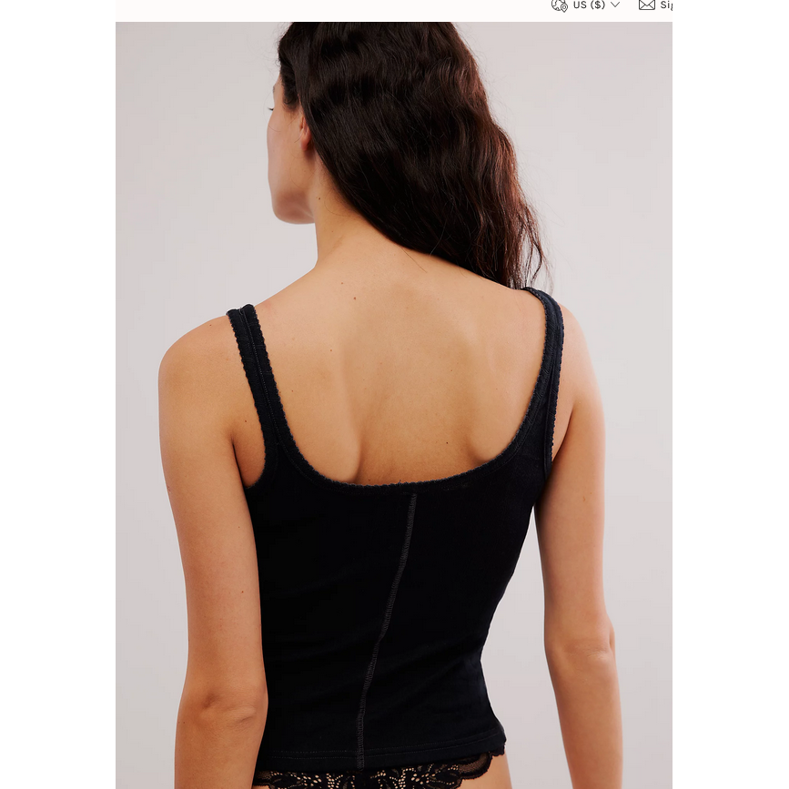 Free People End Game Pointelle Tank || Black
