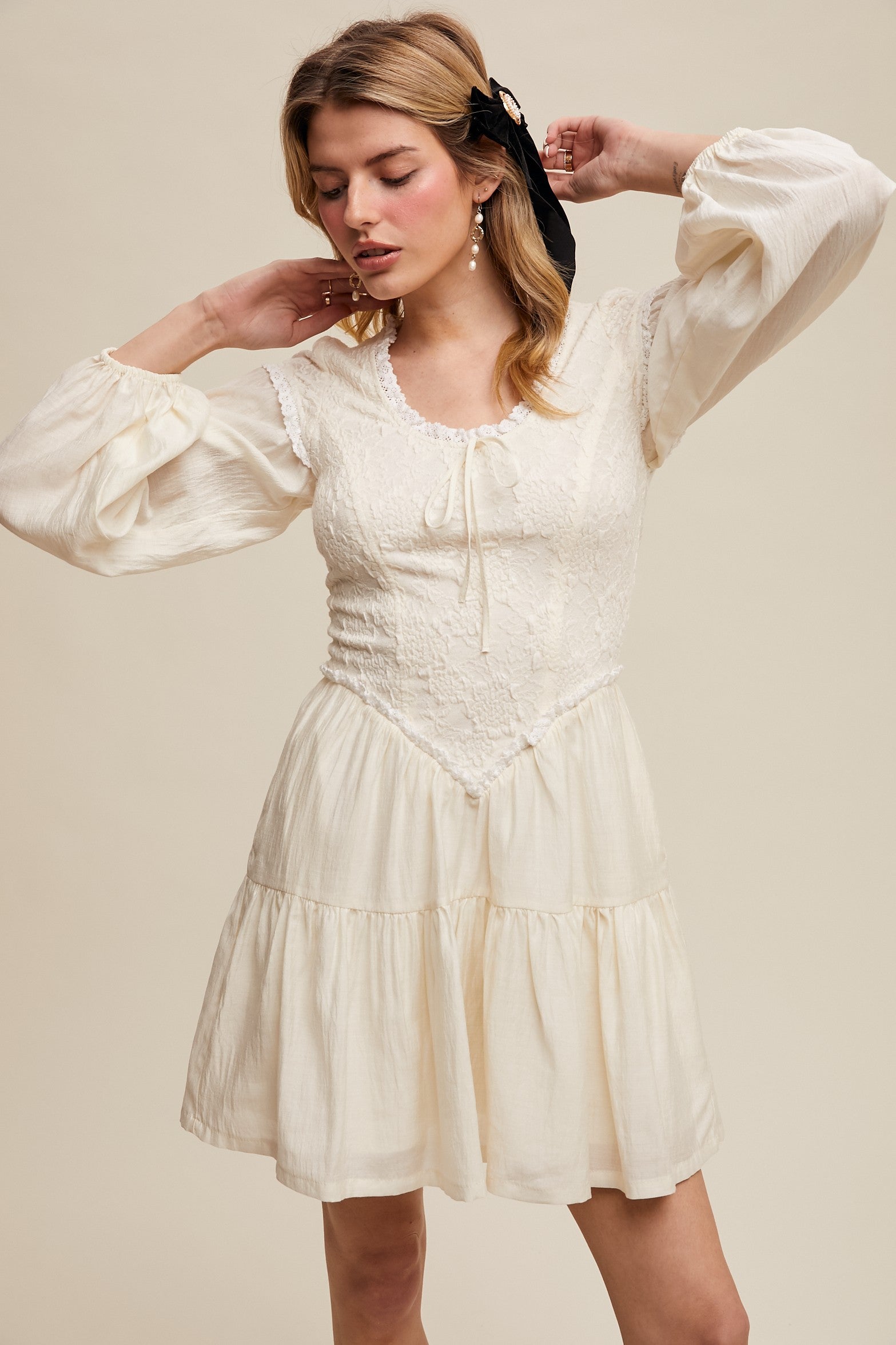 lace corset style dress with sleeves