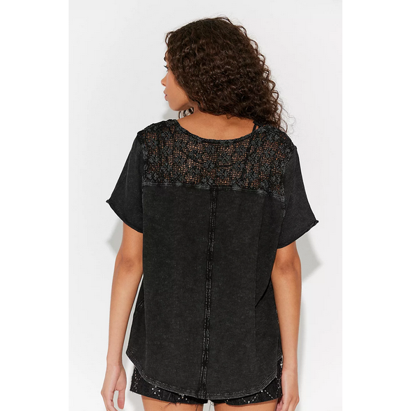 Free People Heirloom Henley || Black